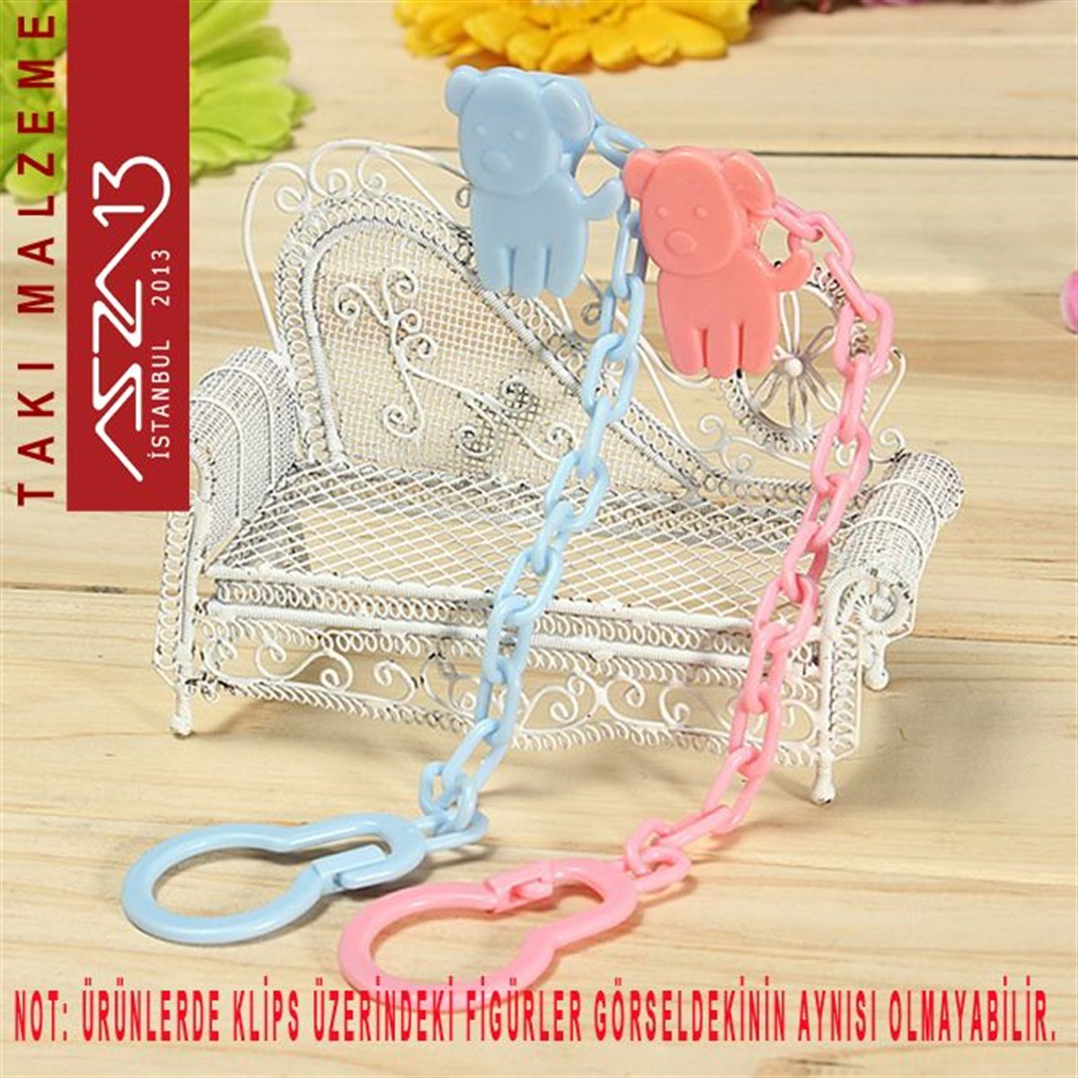 Zincirli Plastik Emzik Klipsi  / Paket içeriği 1 Adet