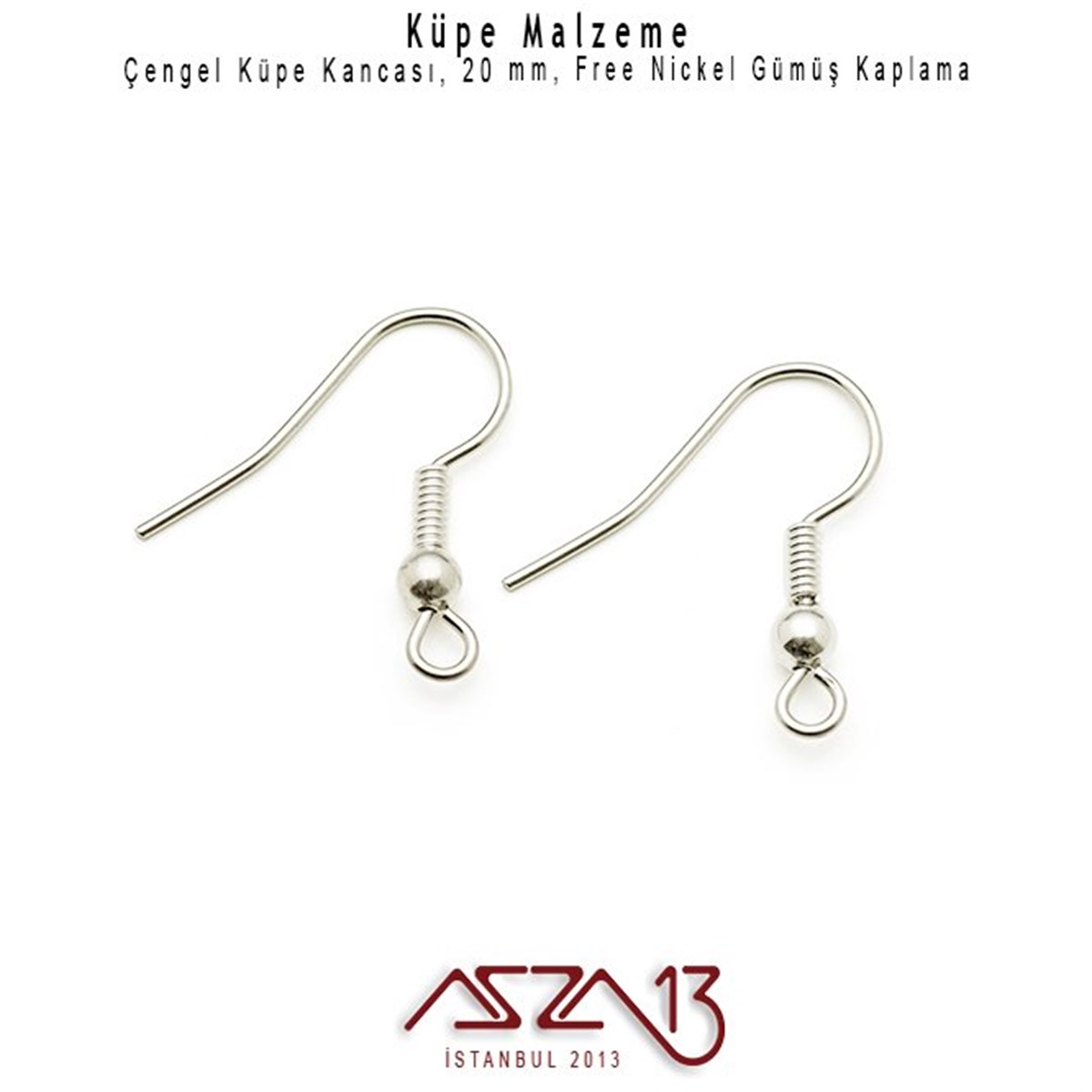 Gümüş Kaplamalı, Çengel Şekilli Küpe Kancası / Paket İçeriği 10 Çift