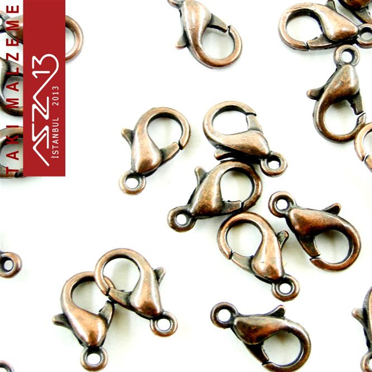 Antik Bakır Kaplamalı, 0.5x1.0 cm Düz Yüzeyli, Damla (Armut) Şekilli, Kilit / Paket İçeriği 20 Adet