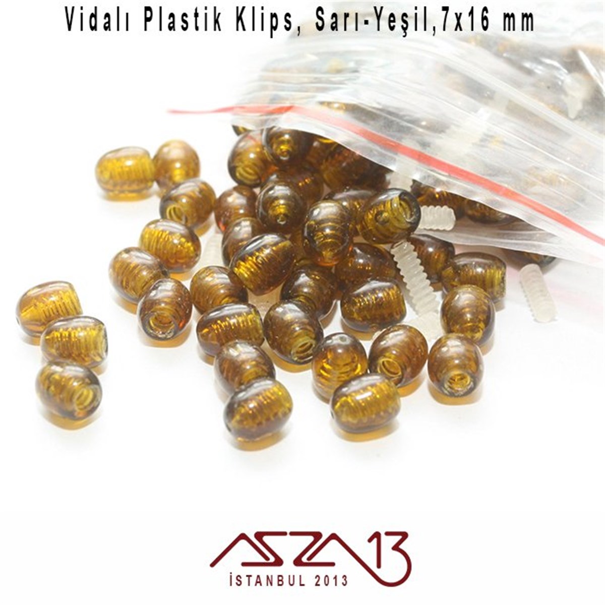 16x7 mm, Sarı-Yeşil Plastik Vidalı Klips / Paket İçeriği 1 Adet