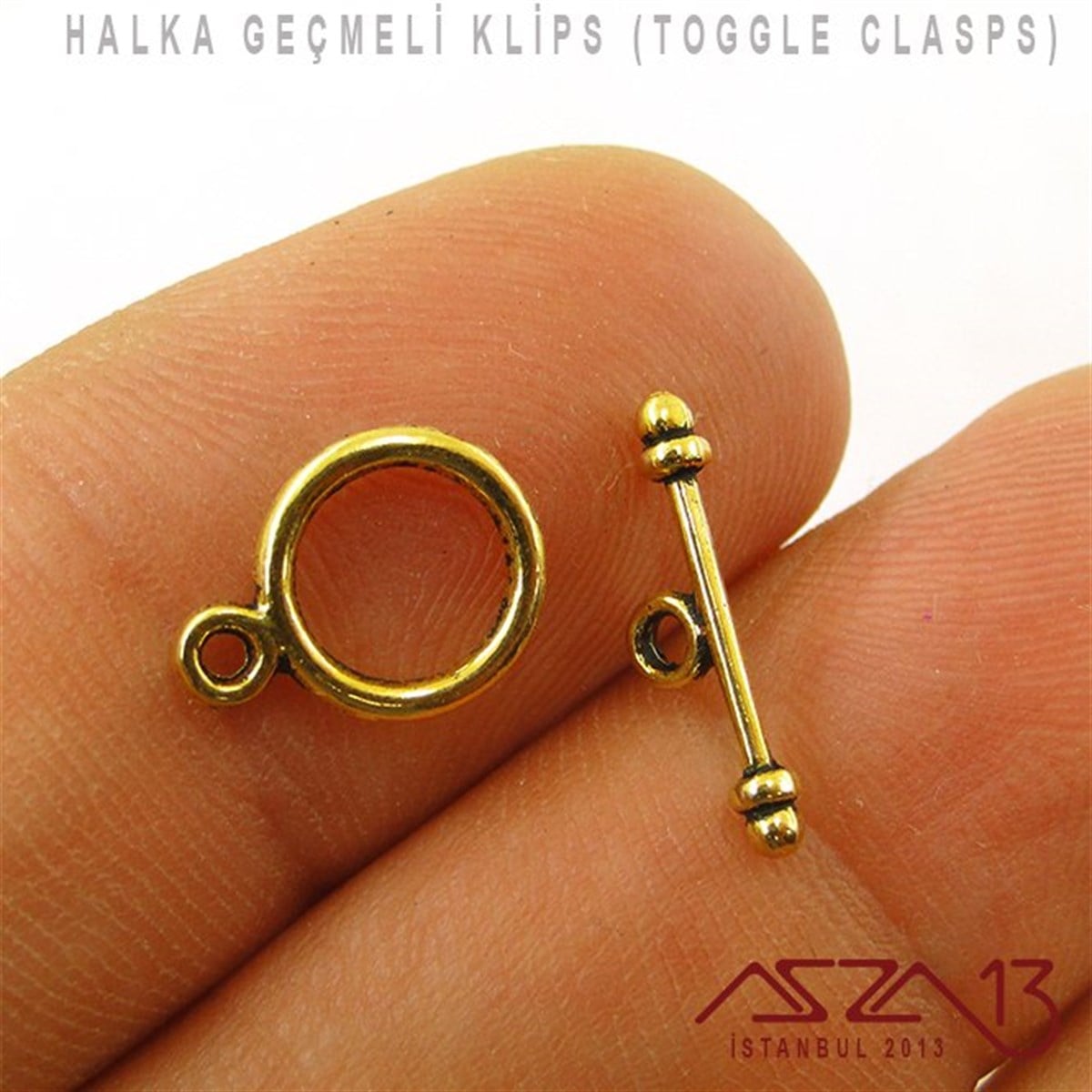 Antik Altın ve Gümüş Kaplamalı, 9 mm Halka Geçmeli Kilit / Paket İçeriği 1 Set