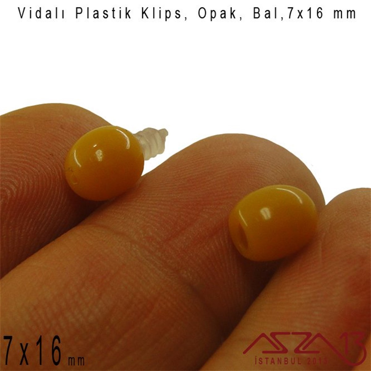 Plastik Vidalı Boncuk Kilit (Klips) - Opak Bal - 16x7 mm / 1 Adet
