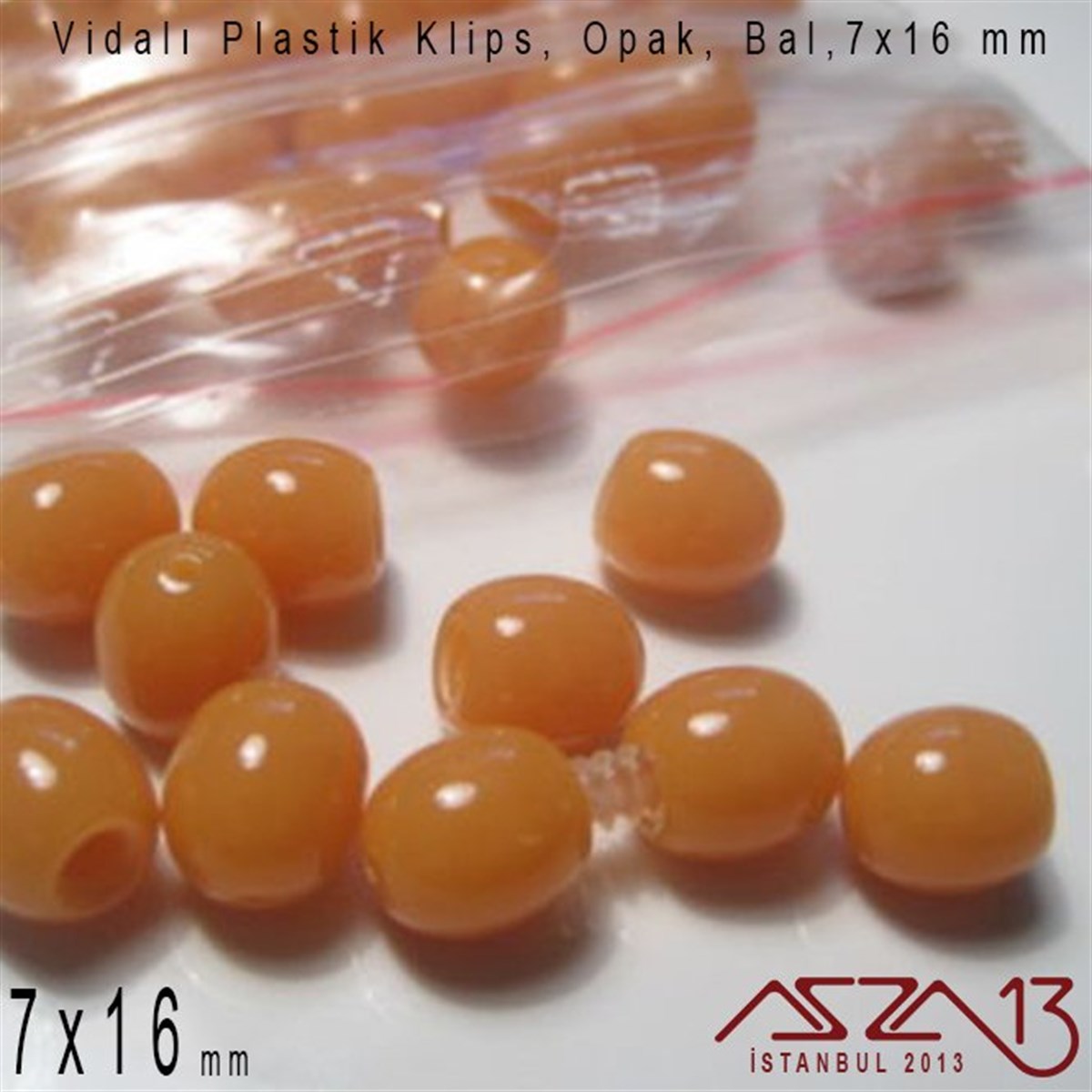 Plastik Vidalı Boncuk Kilit (Klips) - Opak Bal - 16x7 mm / 1 Adet