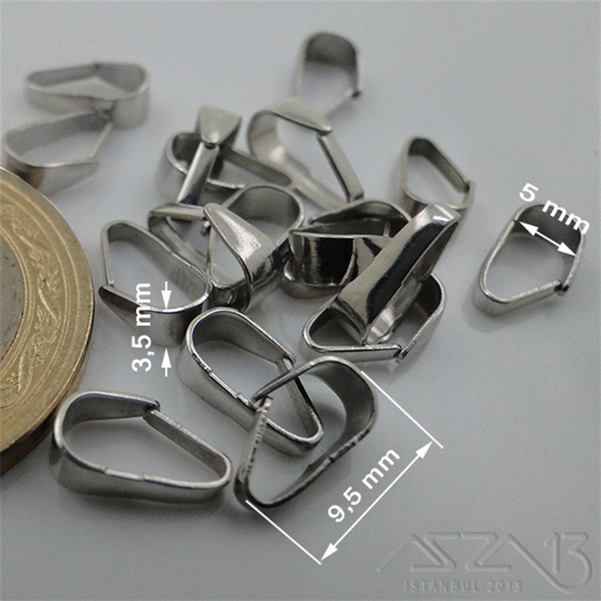 Kolye Klipsi / Nikel Kaplama / 9,5 mm / 20 Adet