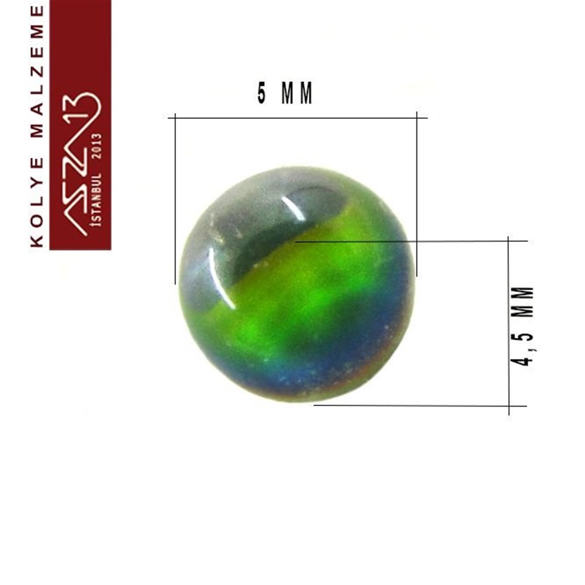 Locket Malzemesi Kristal Efektli Küre Taş 5 mm / Paket İçeriği 5 Adet