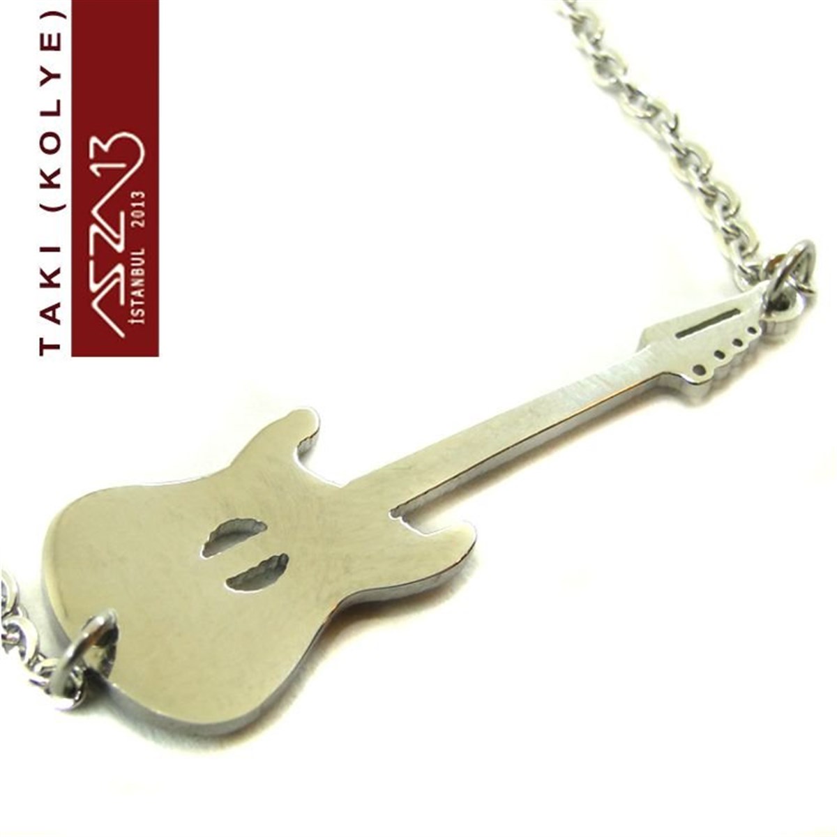 316 L Çelik Gitar Figürlü Kolye (Zincir Boyu 45 cm)