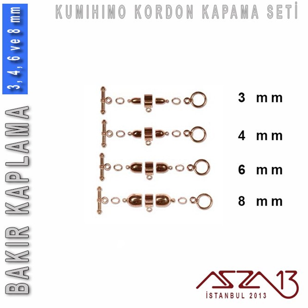 Bakır Kaplamalı, 3,4,6 ve 8 mm Kapsül-Klips Kapama Seti