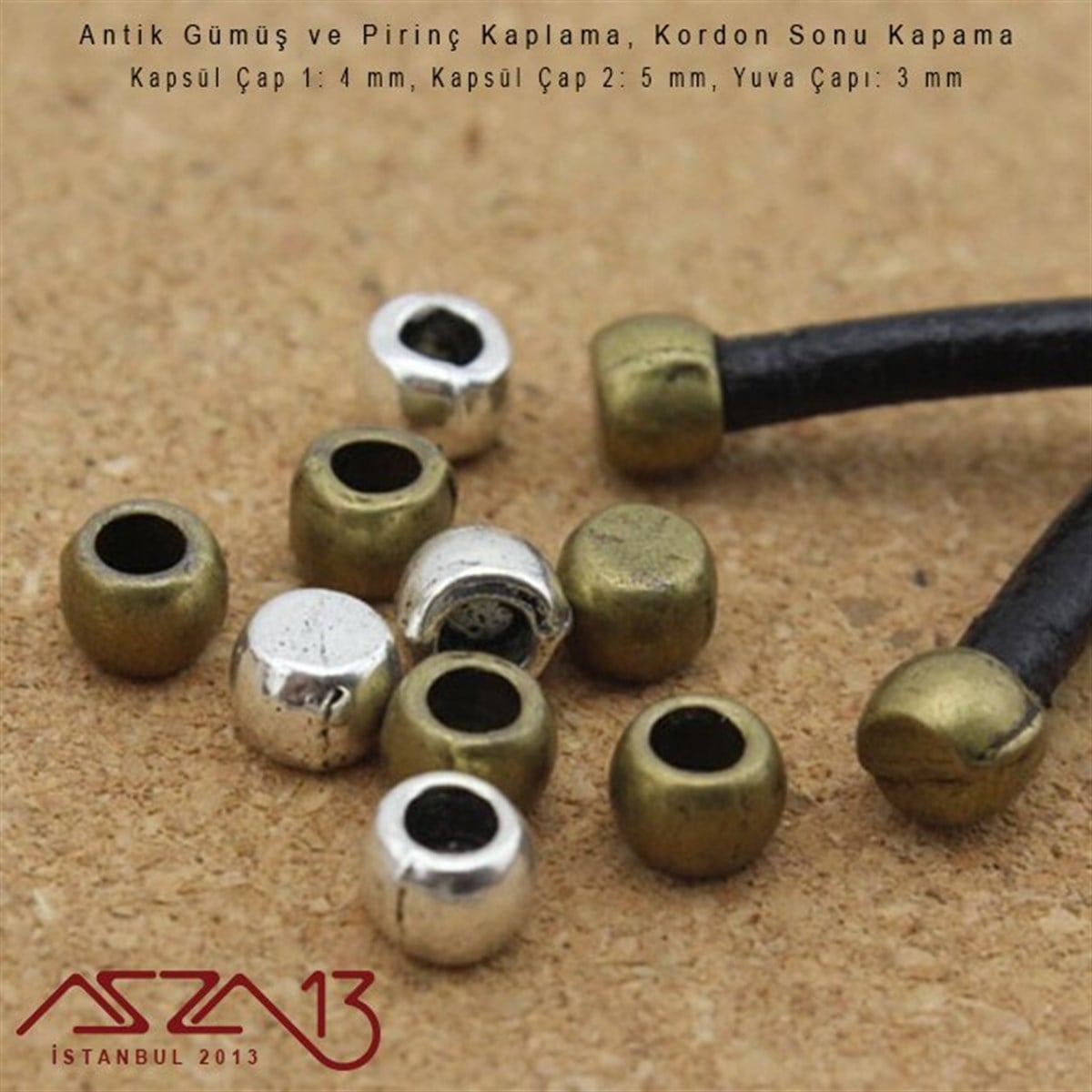 Antik Pirinç / Antik Gümüş Kaplamalı Kordon Sonu Kör Kapama / Paket İçeriği 5 Adet