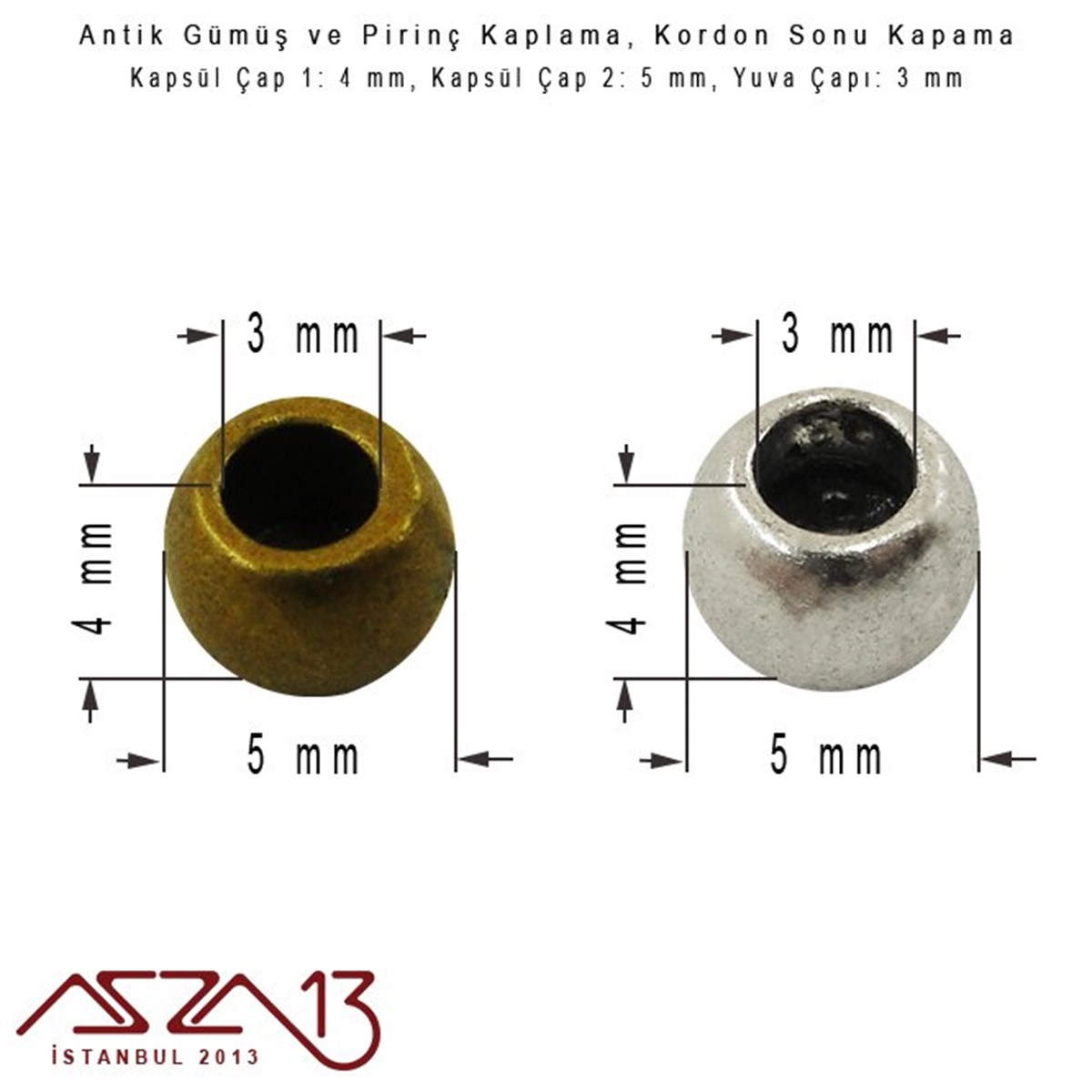 Antik Pirinç / Antik Gümüş Kaplamalı Kordon Sonu Kör Kapama / Paket İçeriği 5 Adet
