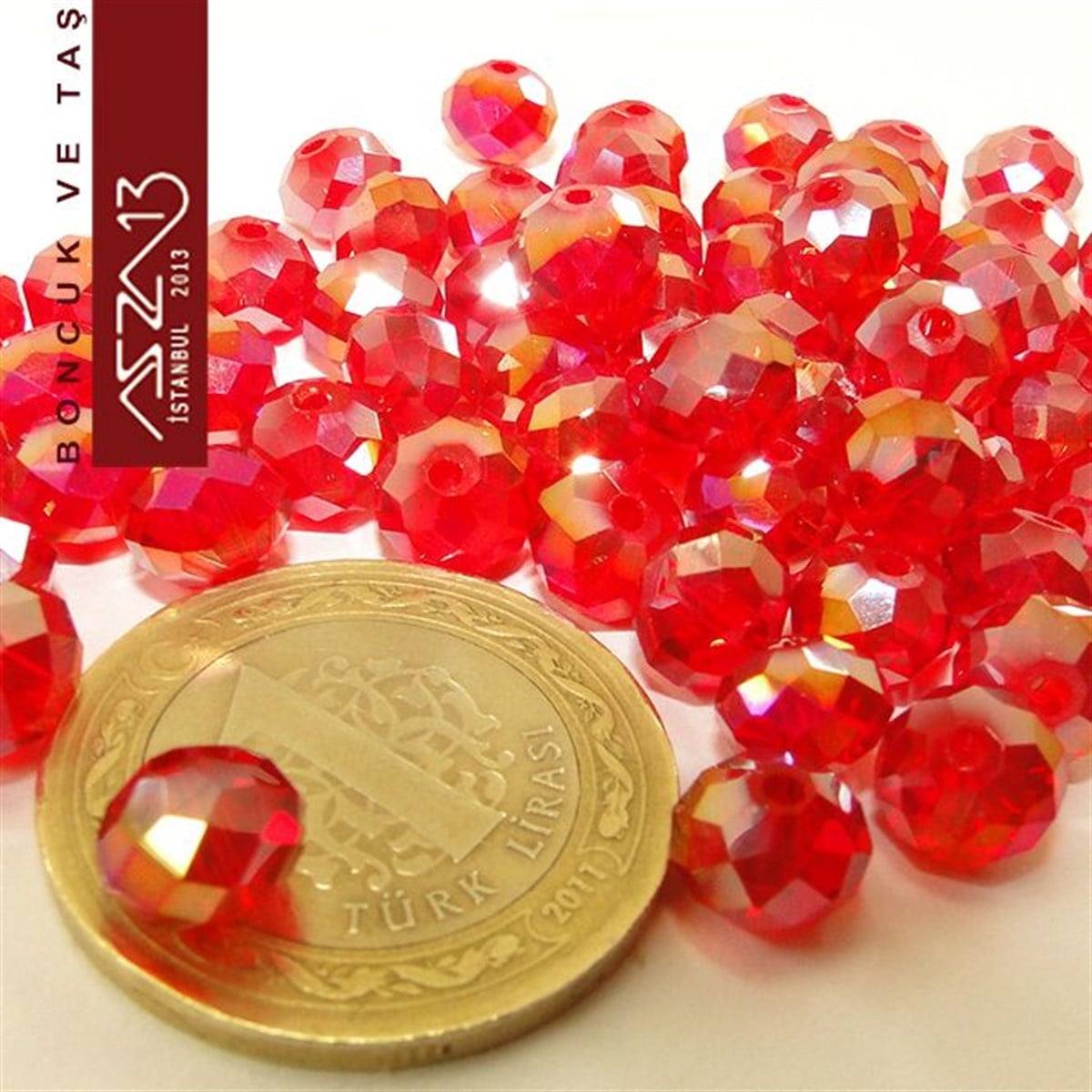 6x8 mm - Kristal - Efektli Açık Siyam - Rondela Boncuk / 70 Adet