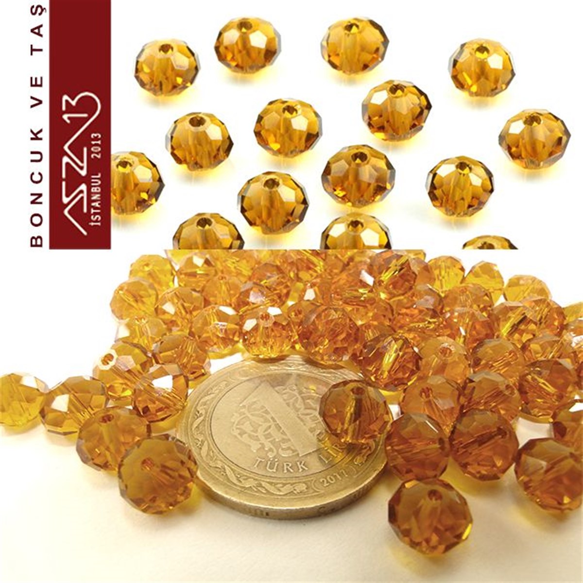 6x8 mm - Kristal - Efektli Topaz - Rondela Boncuk / 70 Adet