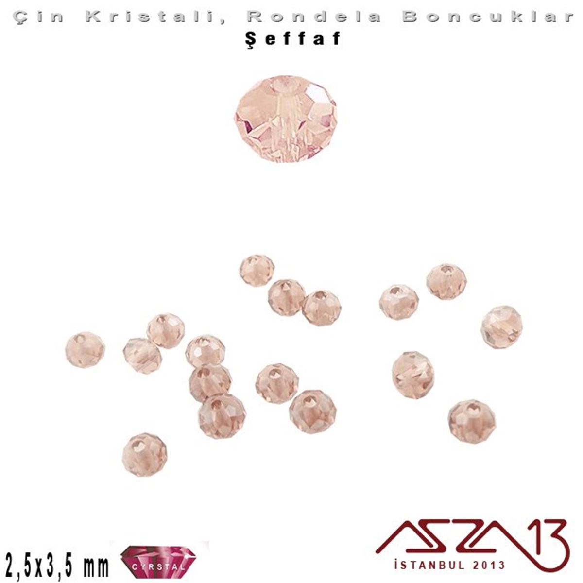 Şeffaf - 2,5x3,5 mm - İpek - Kristal Rondela Boncuk / 150 Adet