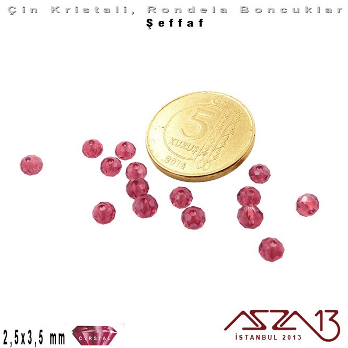 Şeffaf - 2,5x3,5 mm - Amethyst - Kristal Rondela Boncuk / 150 Adet