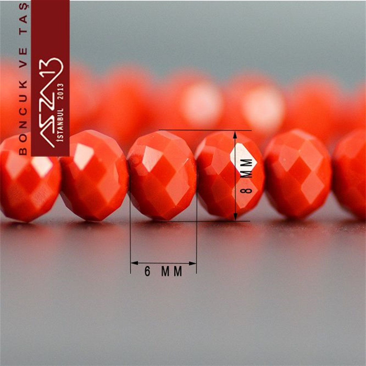6x8 mm  -Kristal - Opak Turuncu - Rondela Boncuk / 70 Adet