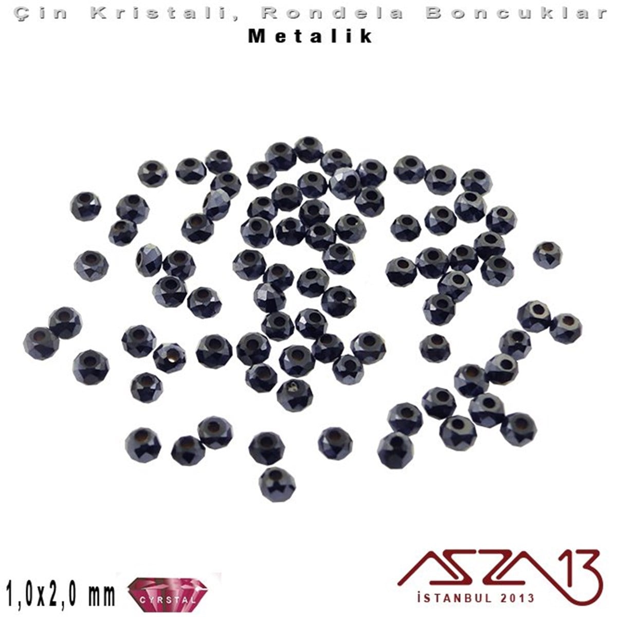 Opak - 1x2 mm - Gece Mavisi - Kristal Rondela Boncuk / 210 Adet
