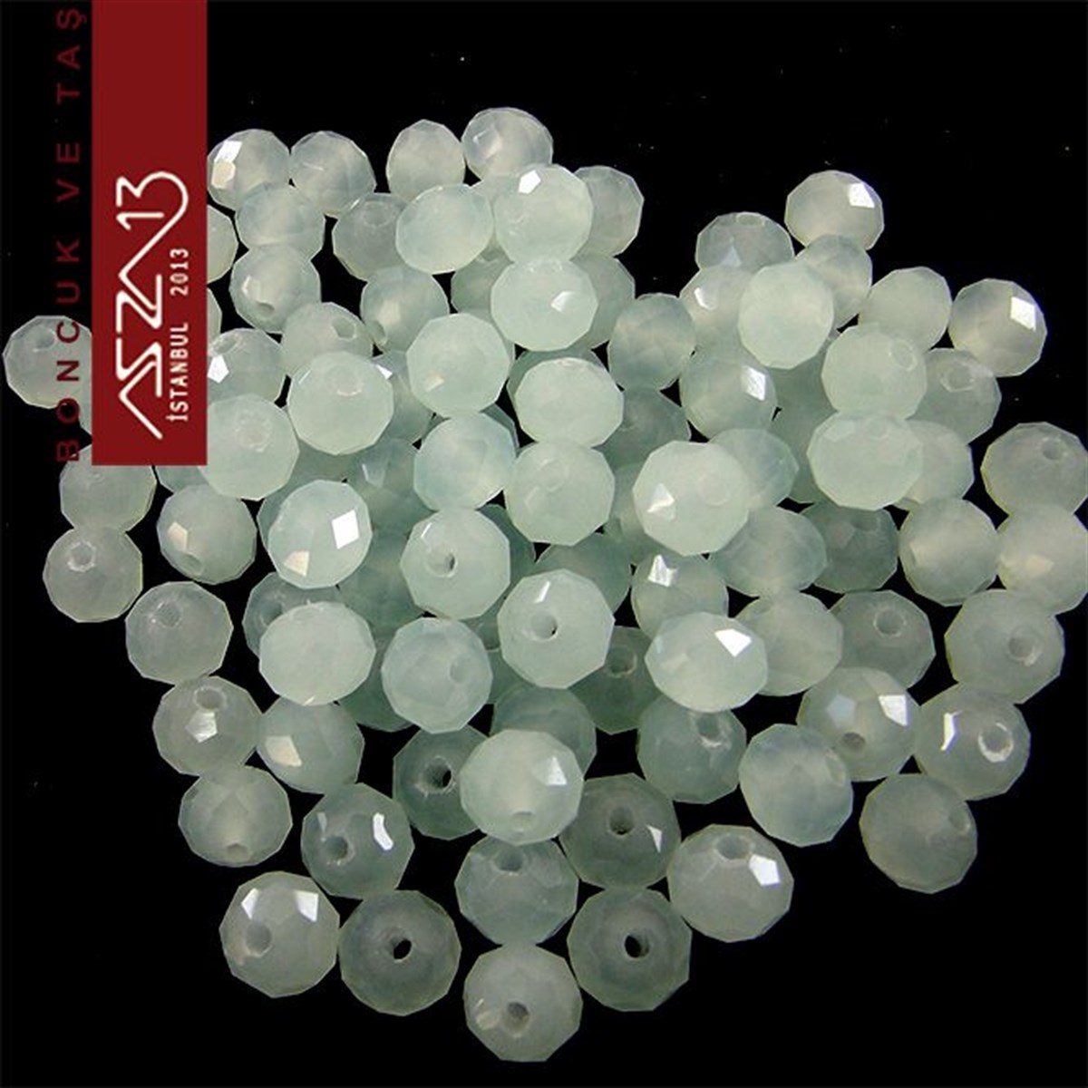 5x6 mm - Kristal - Yarı Opak Camgöbeği - Rondela Boncuk / 100 Adet