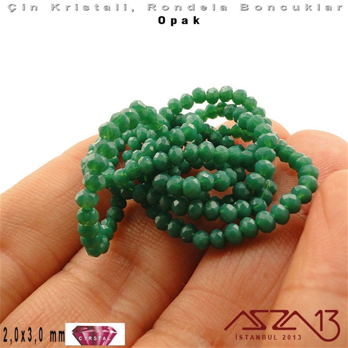 Opak - 2x3 mm - Camgöbeği - Kristal Rondela Boncuk / 200 Adet