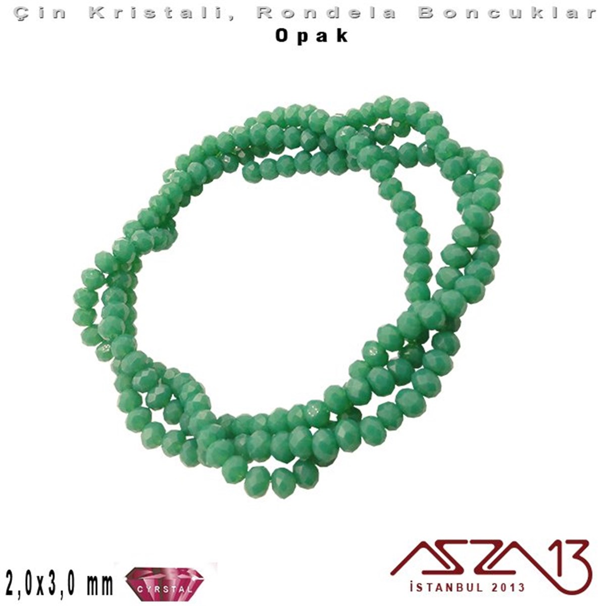 Opak - 2x3 mm - Camgöbeği - Kristal Rondela Boncuk / 200 Adet
