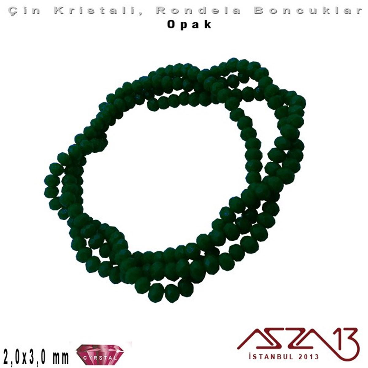 Opak - 2x3 mm - Neft Mavi - Kristal Rondela Boncuk / 200 Adet