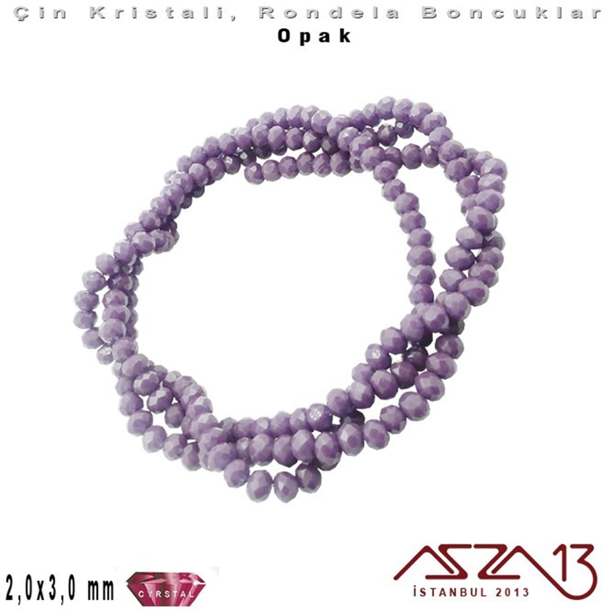 Opak - 2x3 mm - Koyu Lila - Kristal Rondela Boncuk / 200 Adet