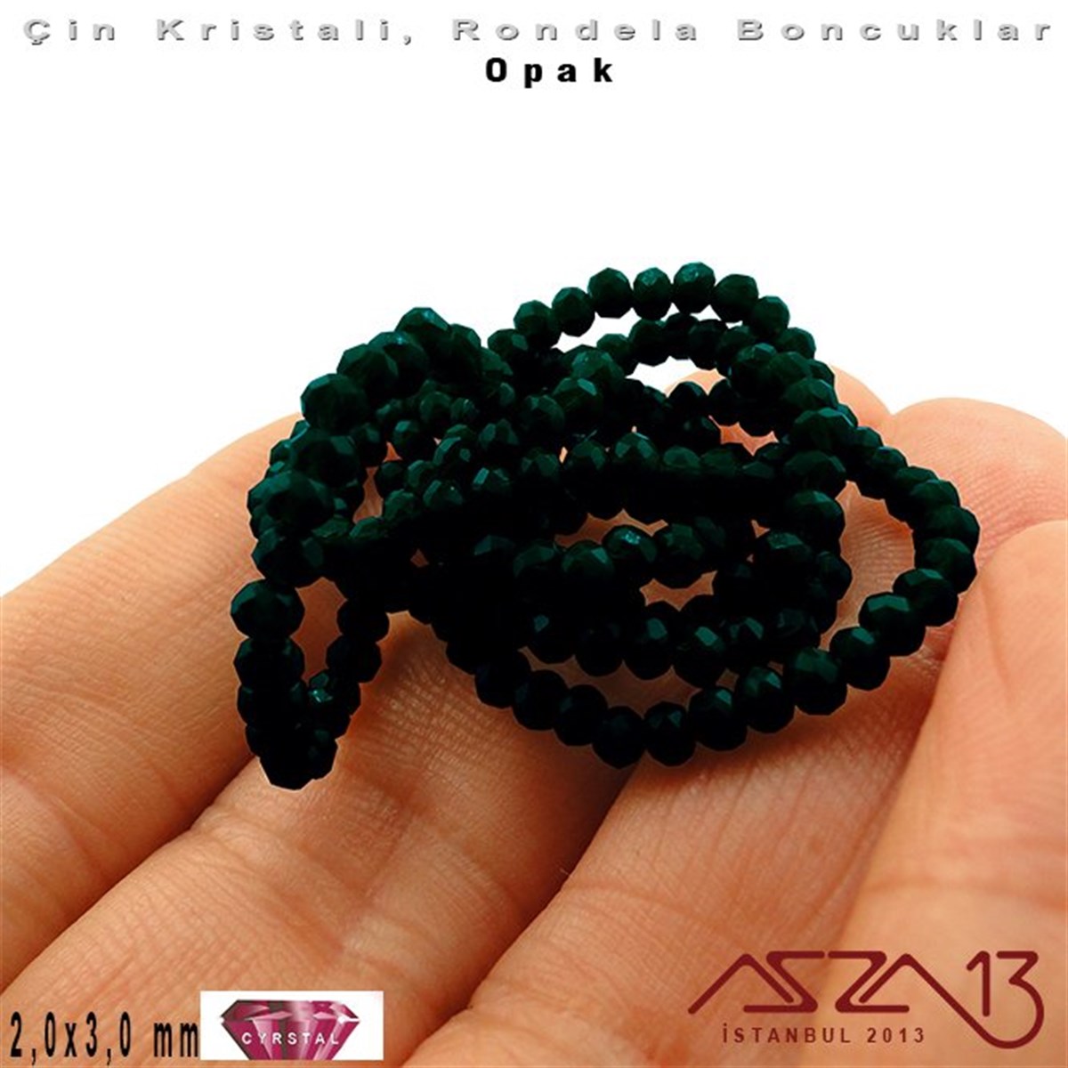 Opak - 2x3 mm - Neft Mavi - Kristal Rondela Boncuk / 200 Adet