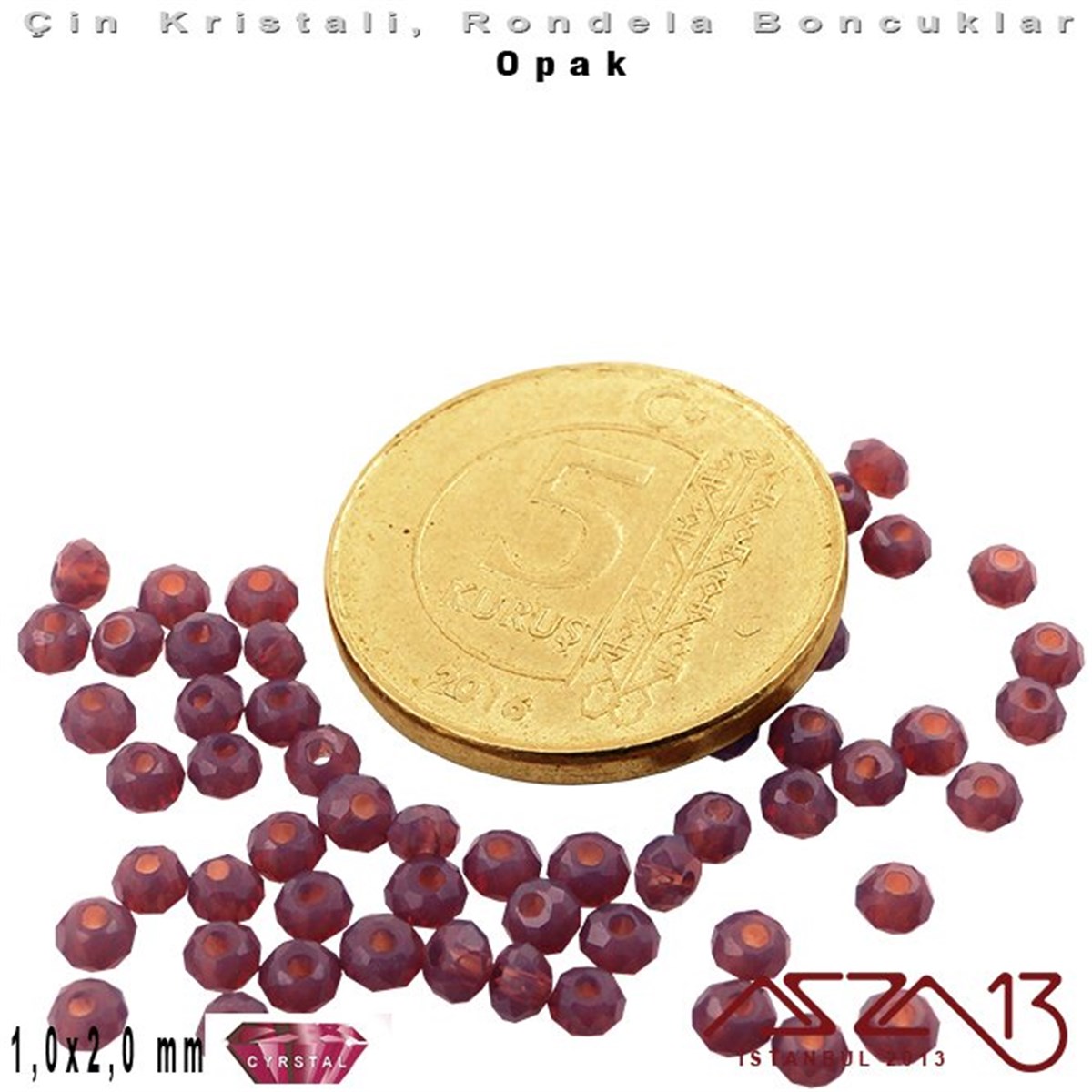 Opak - 1x2 mm - Amethyst - Kristal Rondela Boncuk / 210 Adet