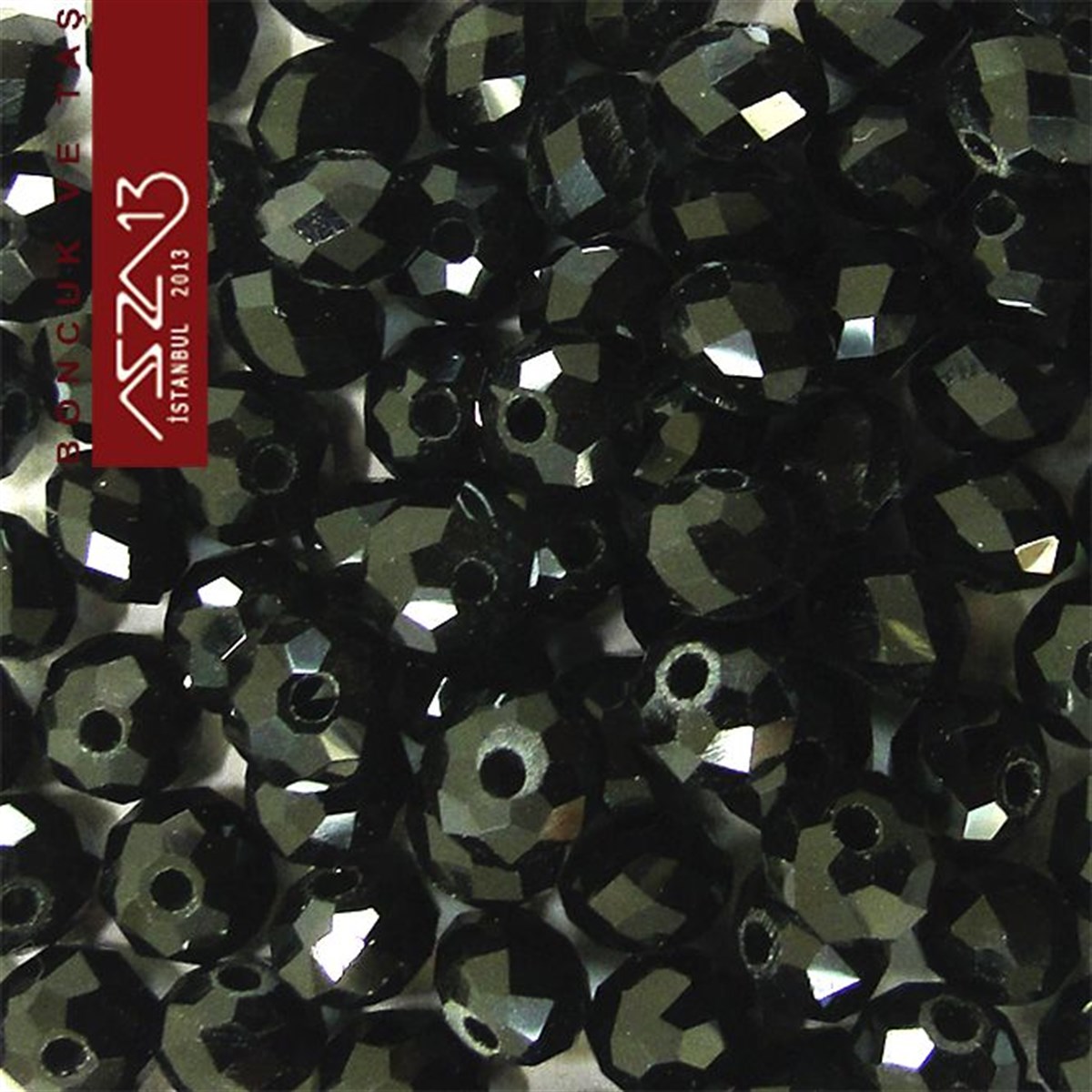 Jet (Siyah) 5x6 mm Opak Kristal Rondela Boncuk / Paket İçeriği 100 Adet