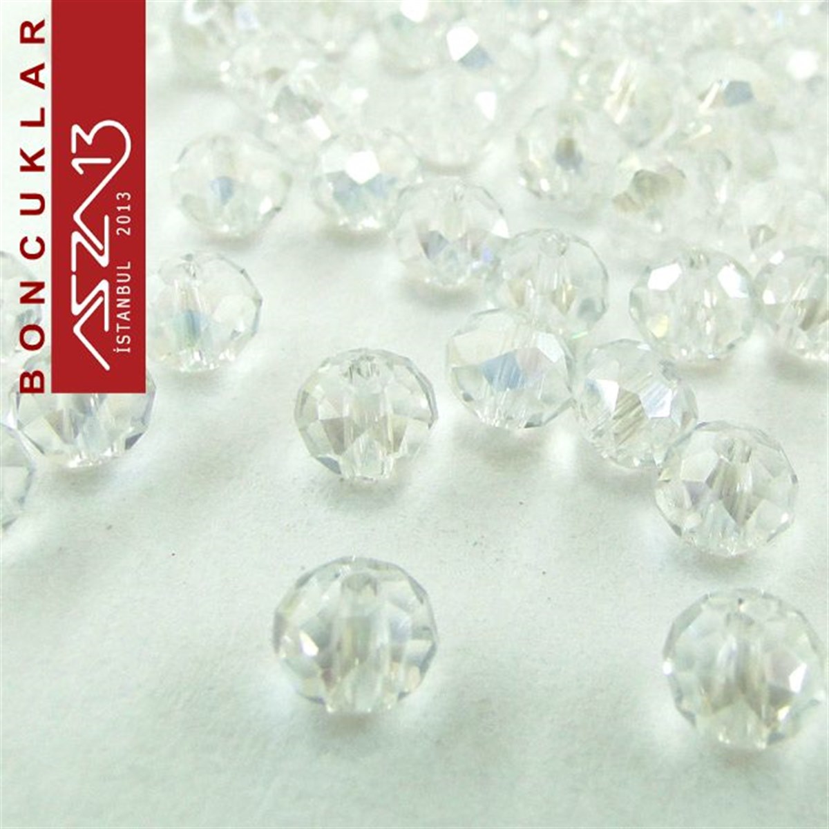 3x4 mm - Kristal - Efektli Beyaz - Rondela Boncuk / 145 Adet