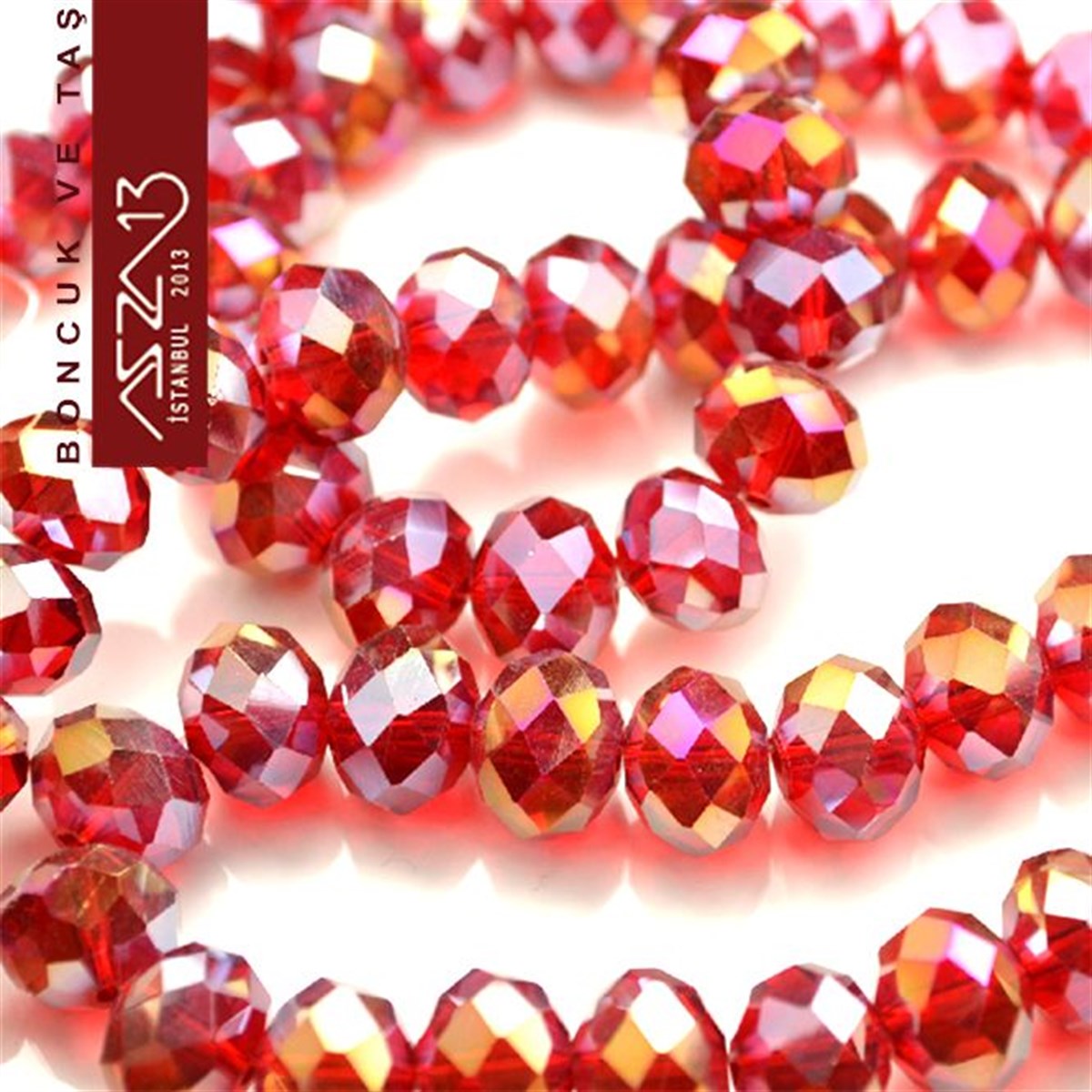 6x8 mm - Kristal - Efektli Açık Siyam - Rondela Boncuk / 70 Adet