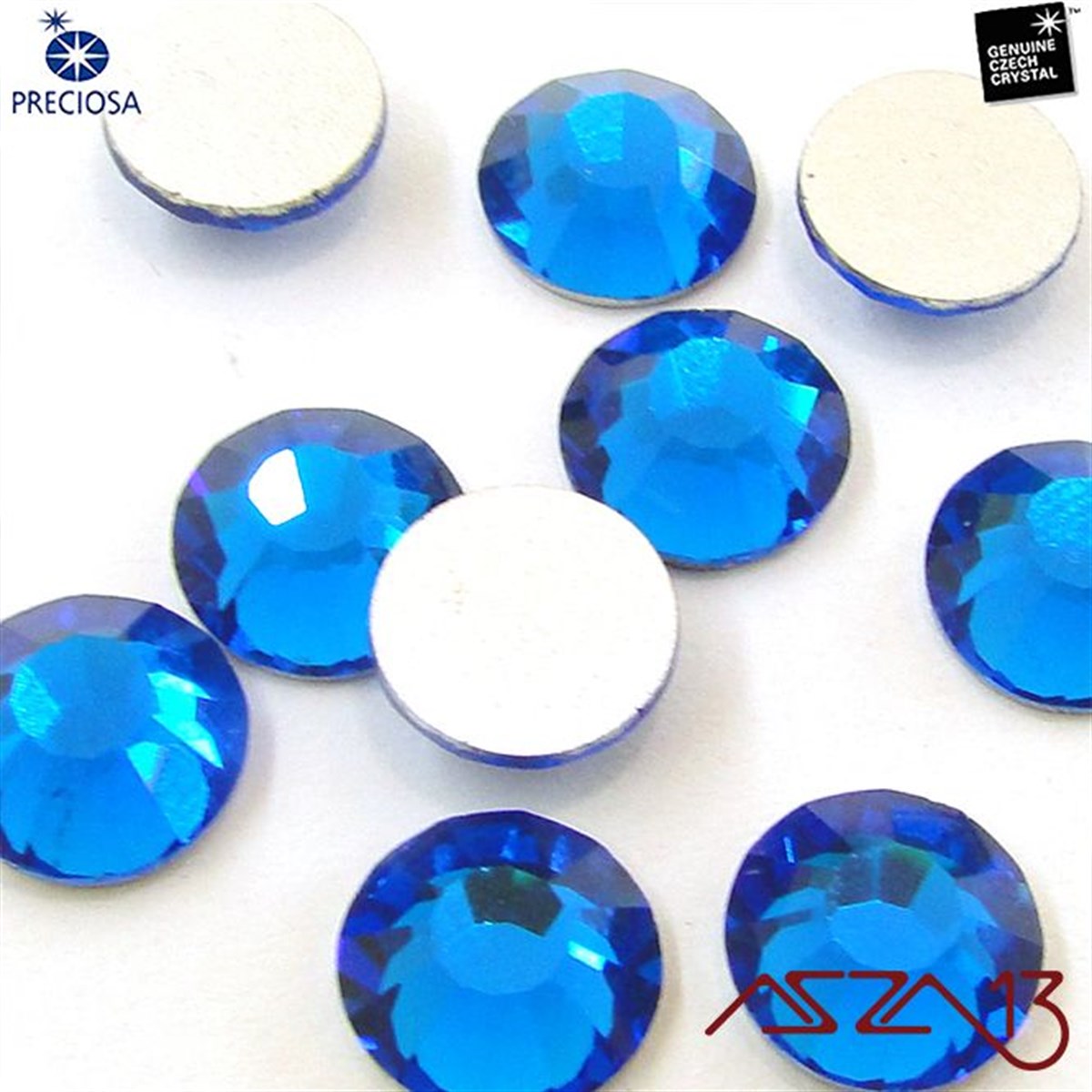 SS40 Chaton Rose (8,4 mm) Altı Düz Yapıştırma Capri Blue Kristal Taş  / Paket İçeriği 10 Adet
