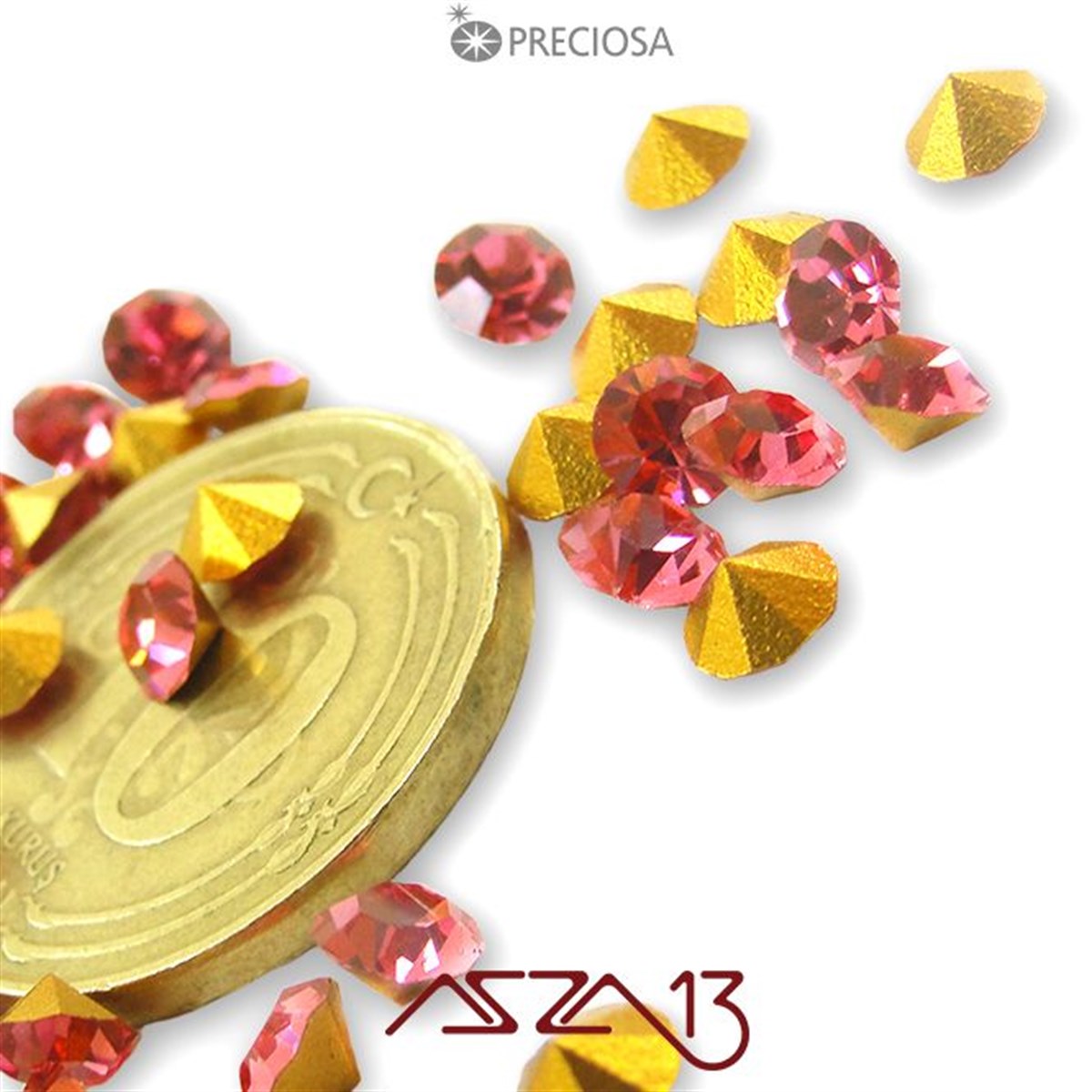 SS16 Optima (3,9 mm) Altı Sivri Rose, Kristal Taş  / Paket İçeriği 72 Adet