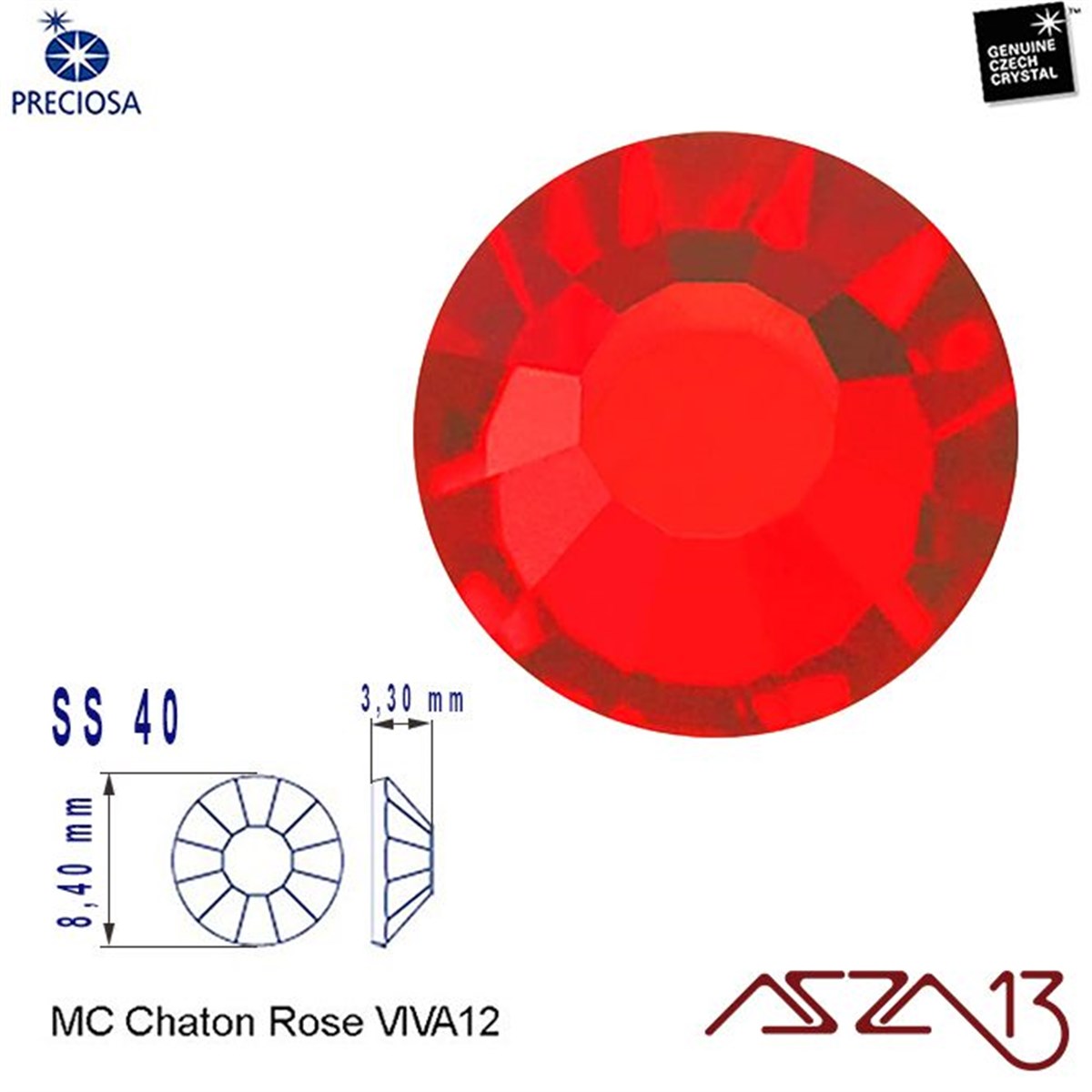 SS40 Chaton Rose (8,4 mm) Altı Düz Yapıştırma Siam Kristal Taş  / Paket İçeriği 10 Adet