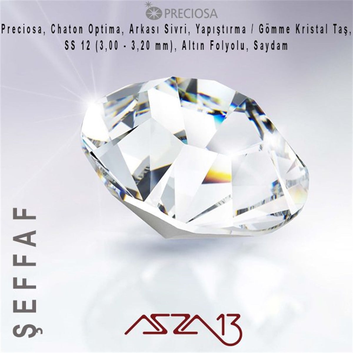 SS12 (PP24) Optima (3,1 mm) Altı Sivri Crystal, Kristal Taş  / Paket İçeriği 144 Adet
