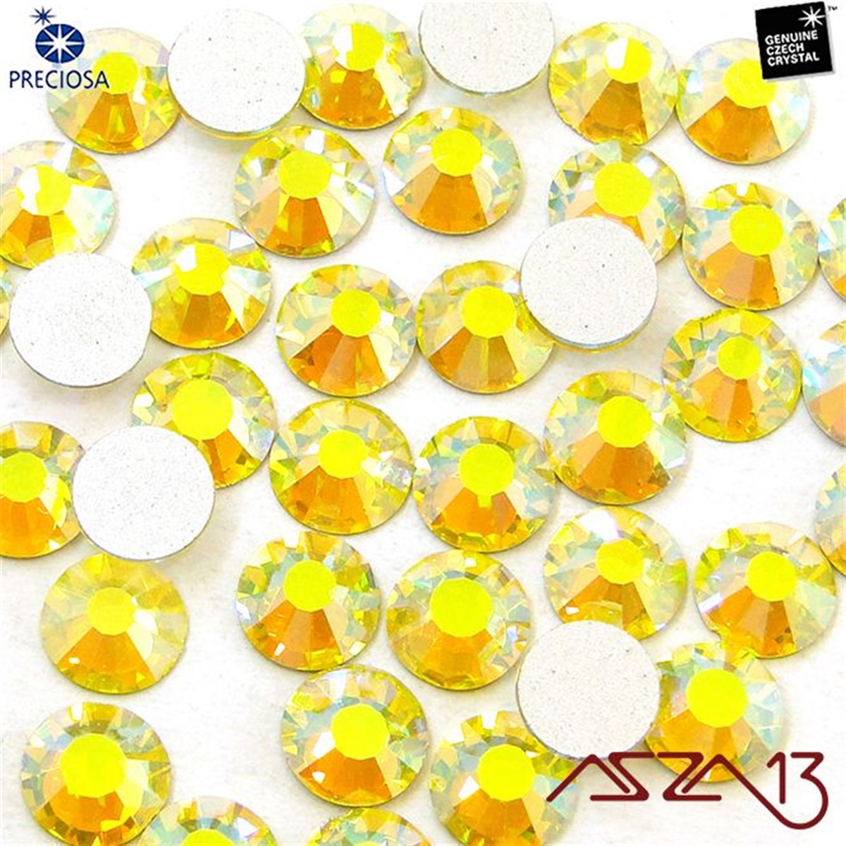 SS20 Chaton Rose (4,7 mm) Altı Düz Yapıştırma Citrine AB Efektli Kristal Taş  / Paket İçeriği 36 Adet