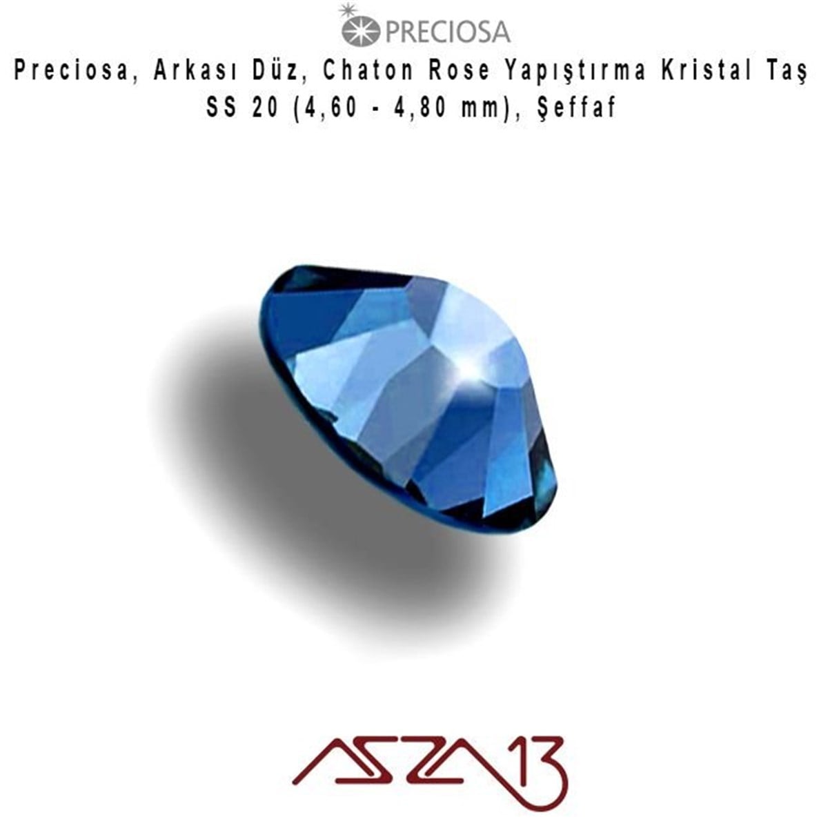 SS20 Chaton Rose (4,7 mm) Altı Düz Yapıştırma Capri Blue, Kristal Taş  / Paket İçeriği 36 Adet
