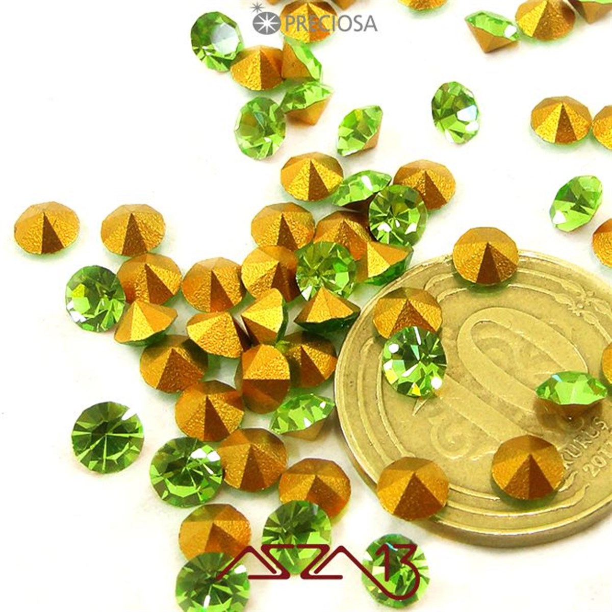 SS16 Optima (3,9 mm) Altı Sivri Peridot, Kristal Taş  / Paket İçeriği 72 Adet