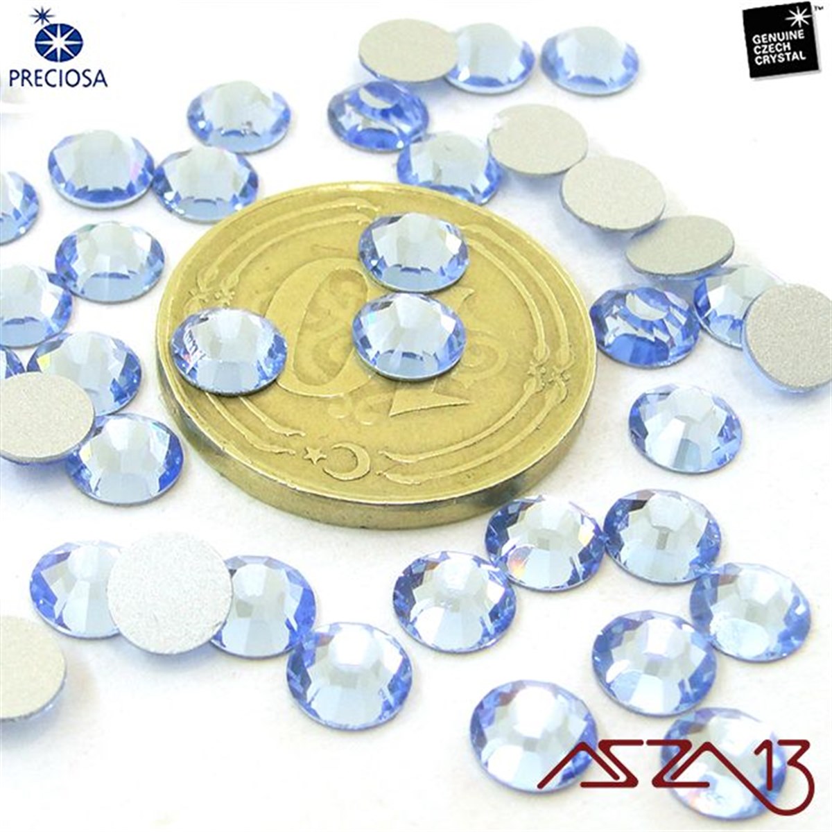 SS20 Chaton Rose (4,7 mm) Altı Düz Yapıştırma Light Sapphire, Kristal Taş  / Paket İçeriği 36 Adet