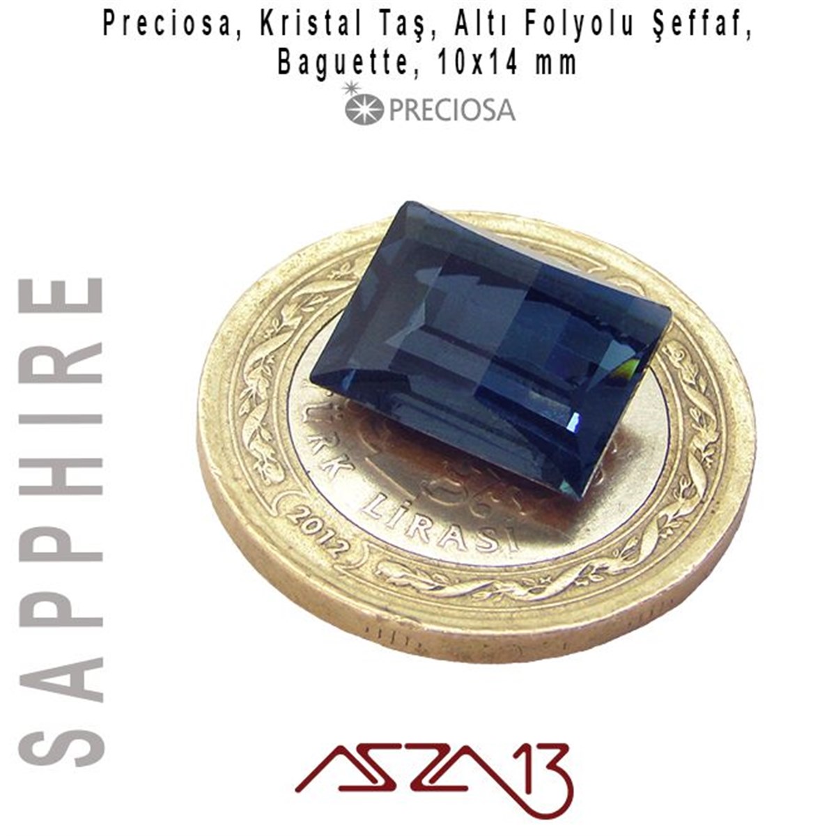 Safir 10x14 mm Baget Kristal Taş / Paket İçeriği 1 Adet