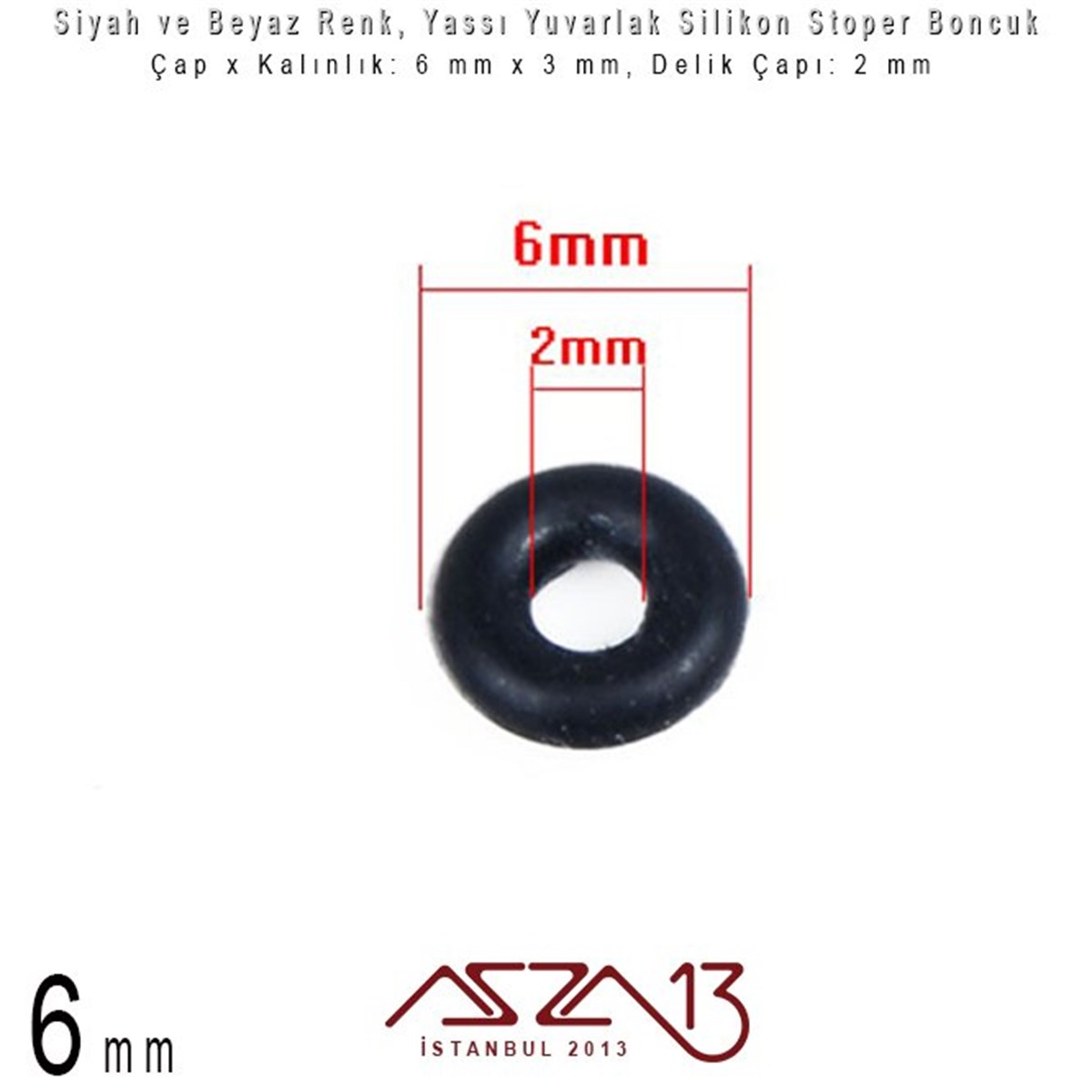 Siyah ve Beyaz Renk - Silikon Stoper Halka 6 mm  / 15 Adet