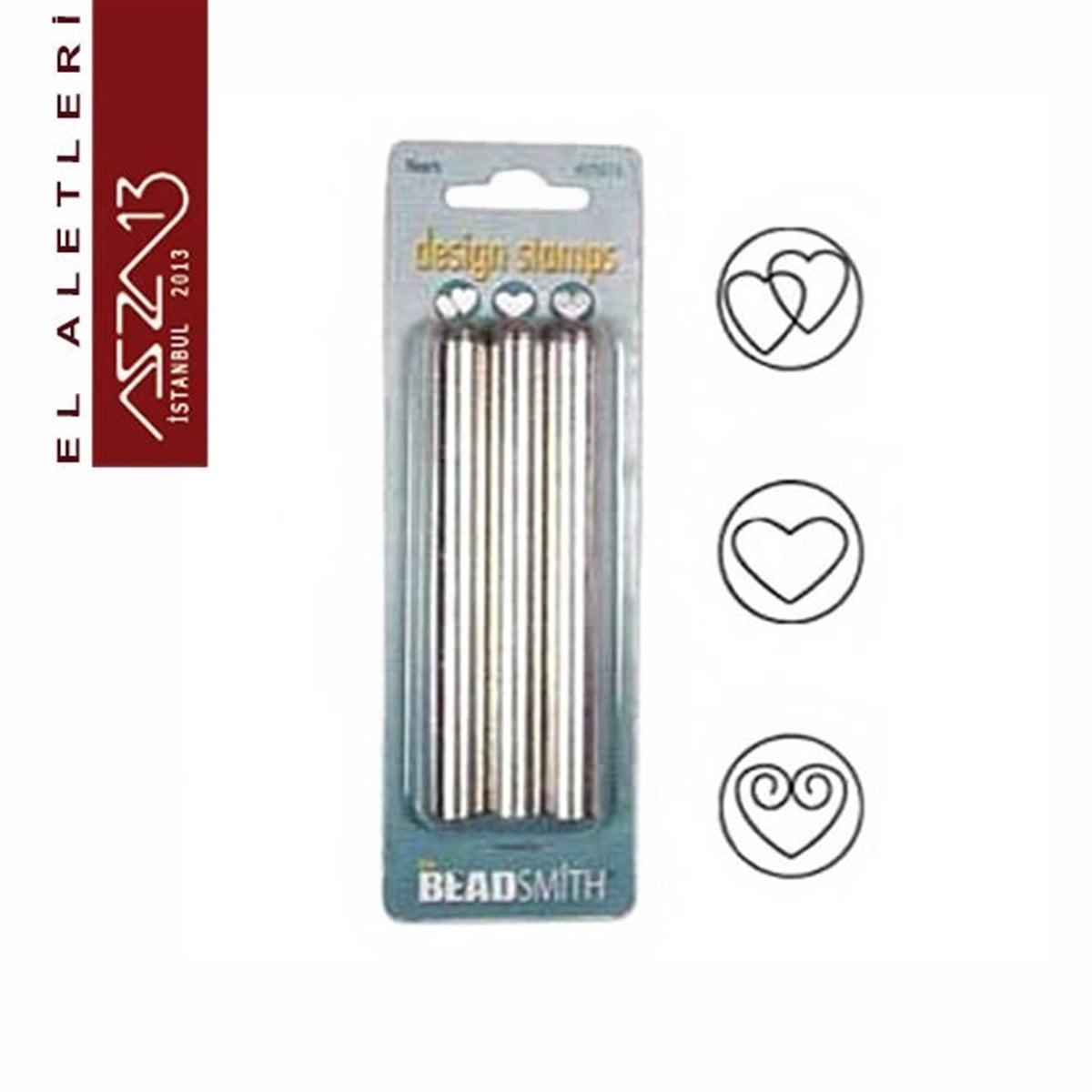 3lü 5 mm Kalp Metal Damga Seti