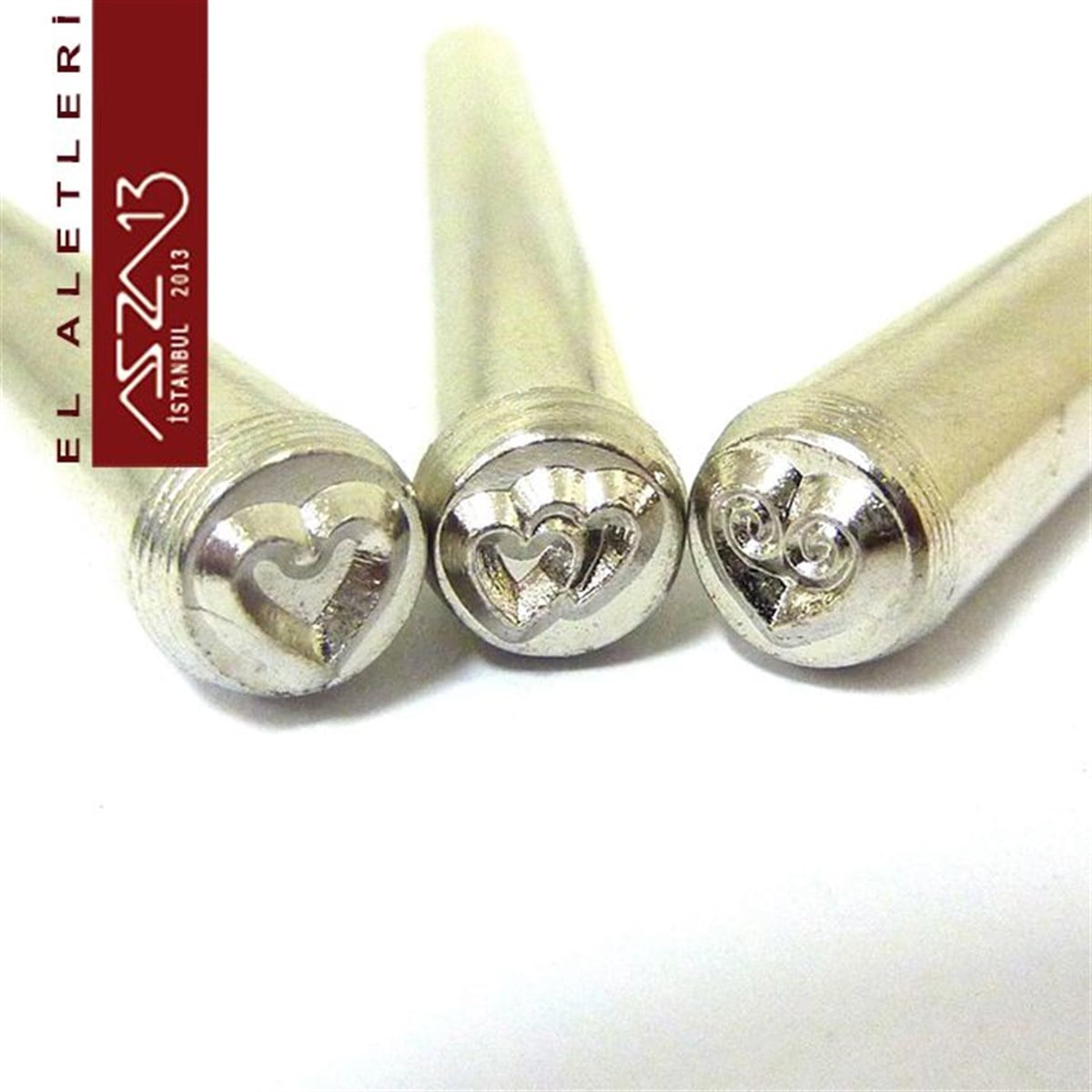3lü 5 mm Kalp Metal Damga Seti