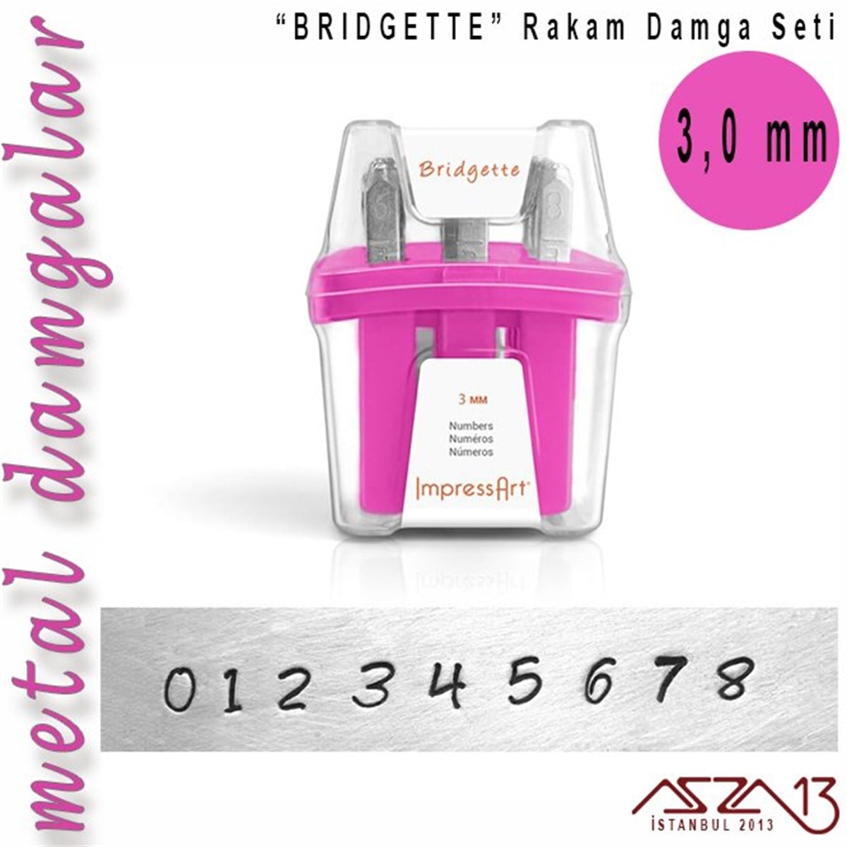 Bridgette Font Rakam Damga Seti, 3 mm