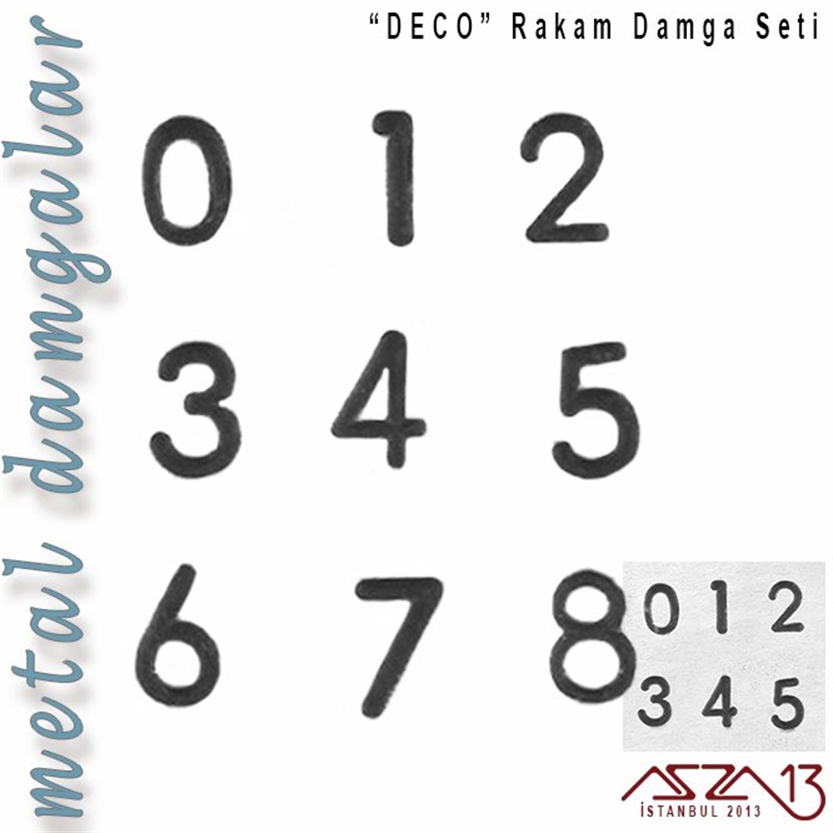 Deco Font Rakam Damga Seti, 3 mm