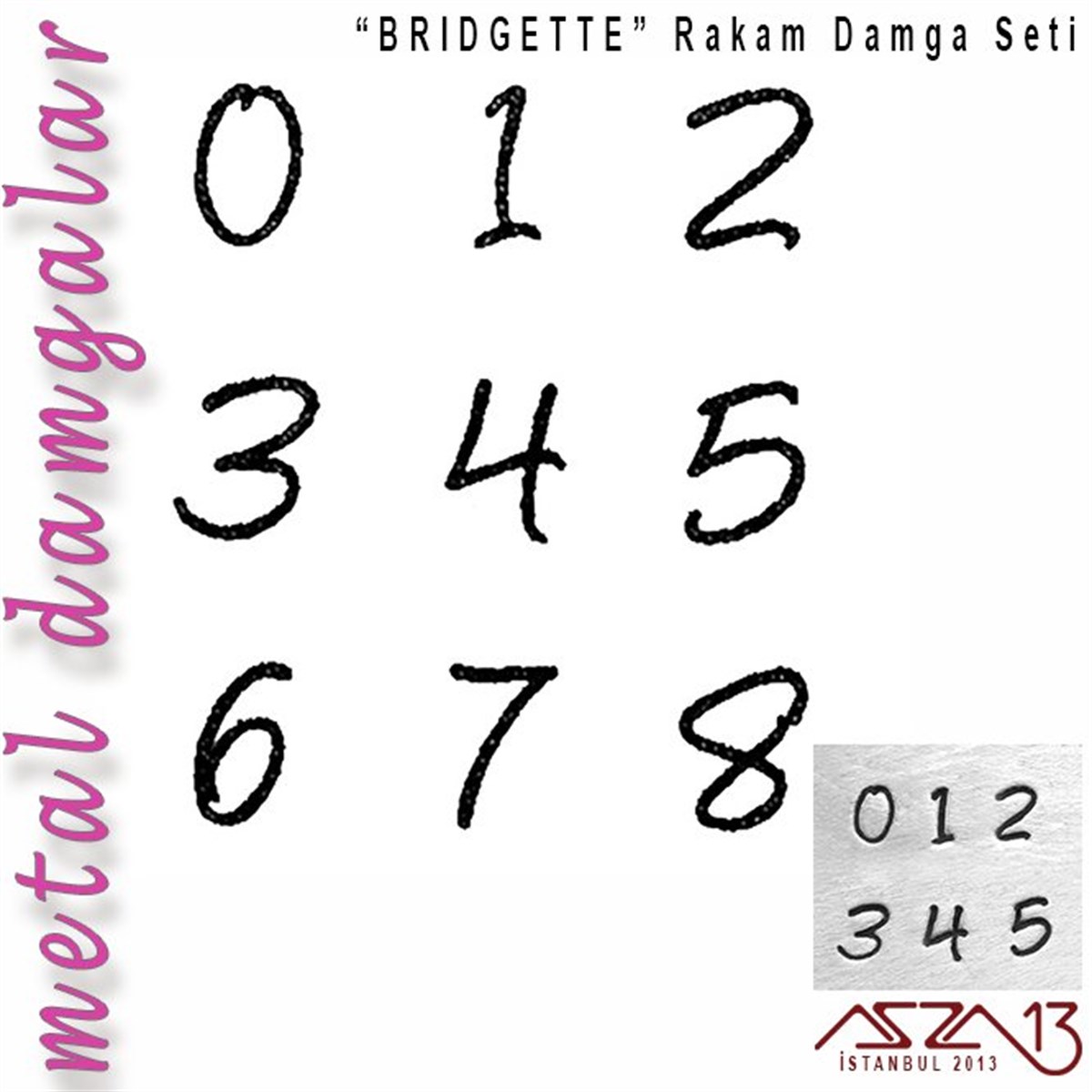 Bridgette Font Rakam Damga Seti, 3 mm