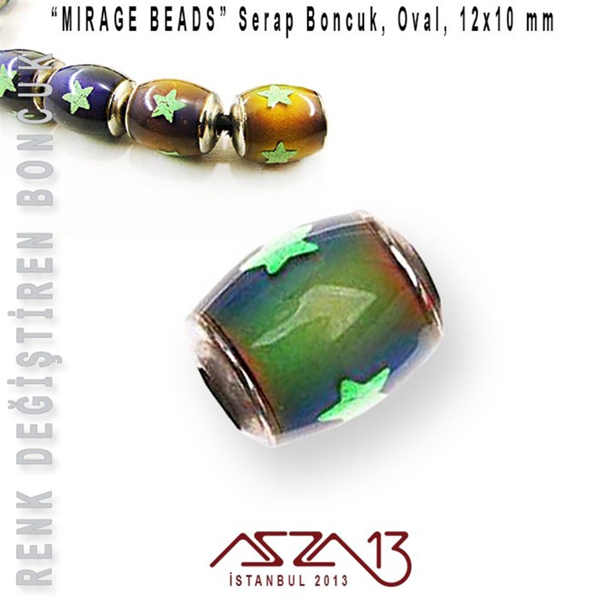Renk Değiştiren Oval 10x12 mm Boncuk (Mirage Beads) / Paket İçeriği 1 Adet