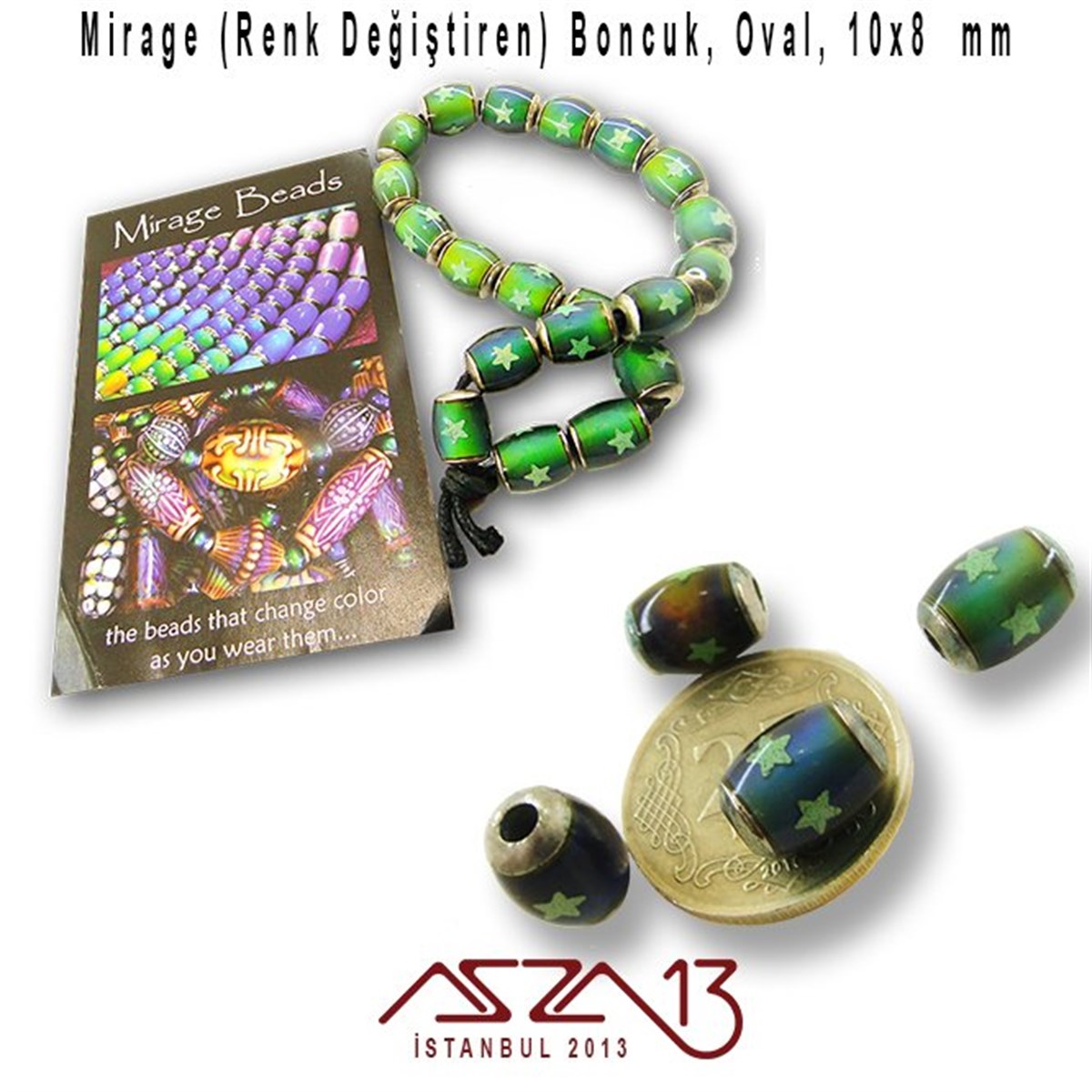 Renk Değiştiren Oval 8x10 mm Boncuk (Mirage Beads) / Paket İçeriği 1 Adet