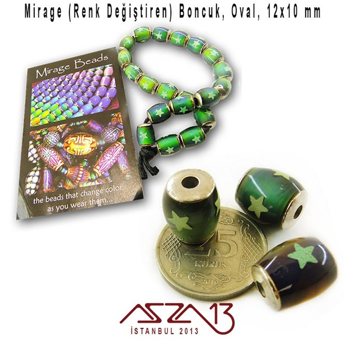 Renk Değiştiren Oval 10x12 mm Boncuk (Mirage Beads) / Paket İçeriği 1 Adet
