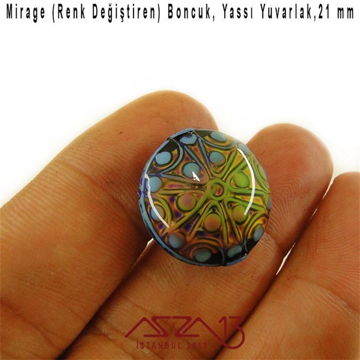 Renk Değiştiren Yassı Yuvarlak 11x22 mm Boncuk (Mirage Beads) / Paket İçeriği 1 Adet