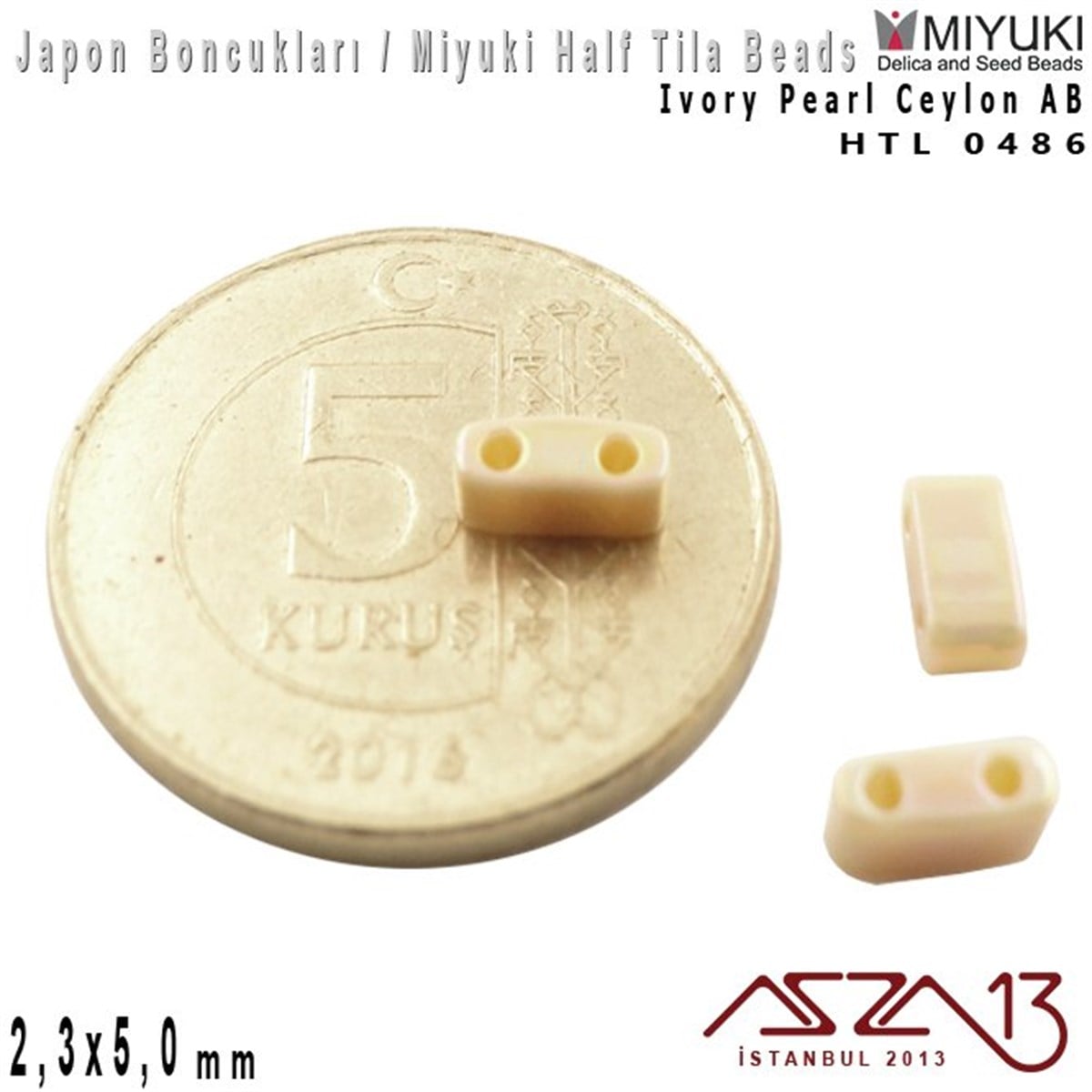 Half Tila Boncuk - Ivory Pearl Ceylon AB - HTL0486 / 48 Adet