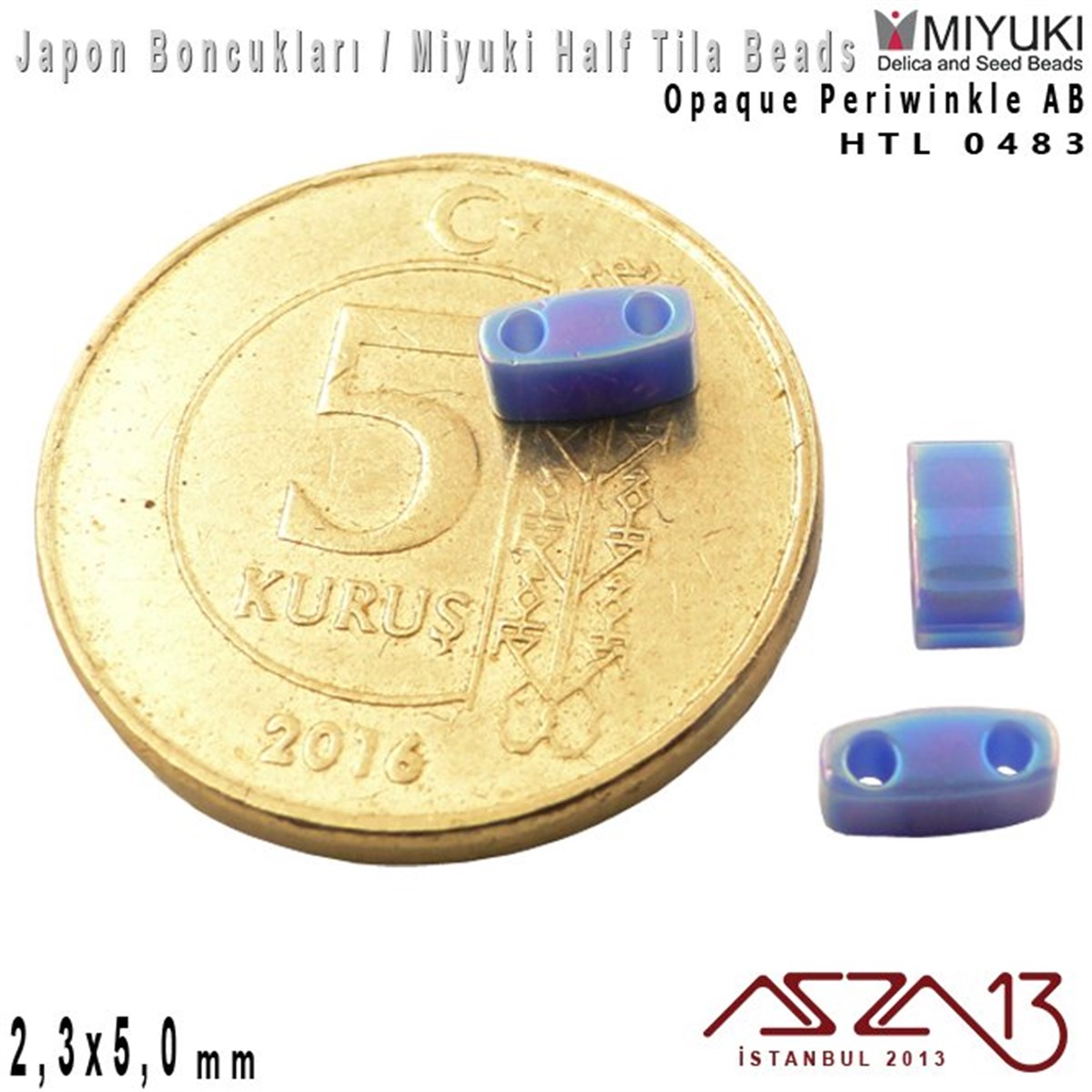 Half Tila Boncuk - Opaque Periwinkle AB - HTL0483 / 48 Adet